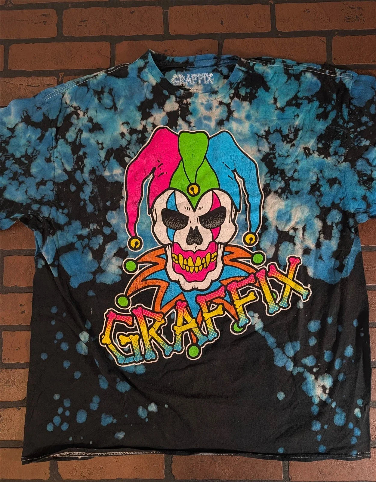 GRAFFIX Jester Blue Tie Dye Get Down Art T-Shirt ~Never Worn~ S M L XL 2XL Unisex T-shirt, Sweatshirt, Hoodie, Long Sleeve Tee - T-Shirt, Sweatshirt, Hoodie