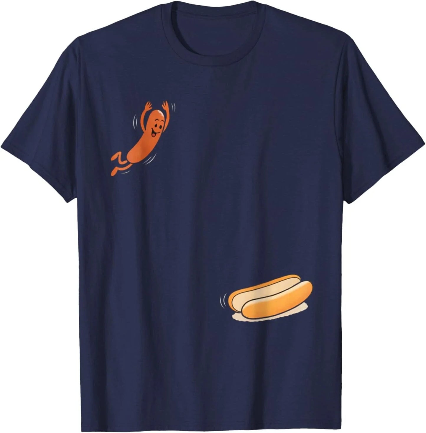 Funny Hot Dog Jumping Into Bun Sausage BBQ High Dive Unisex T-Shirt Unisex T-shirt, Sweatshirt, Hoodie, Long Sleeve Tee - T-Shirt, Sweatshirt, Hoodie