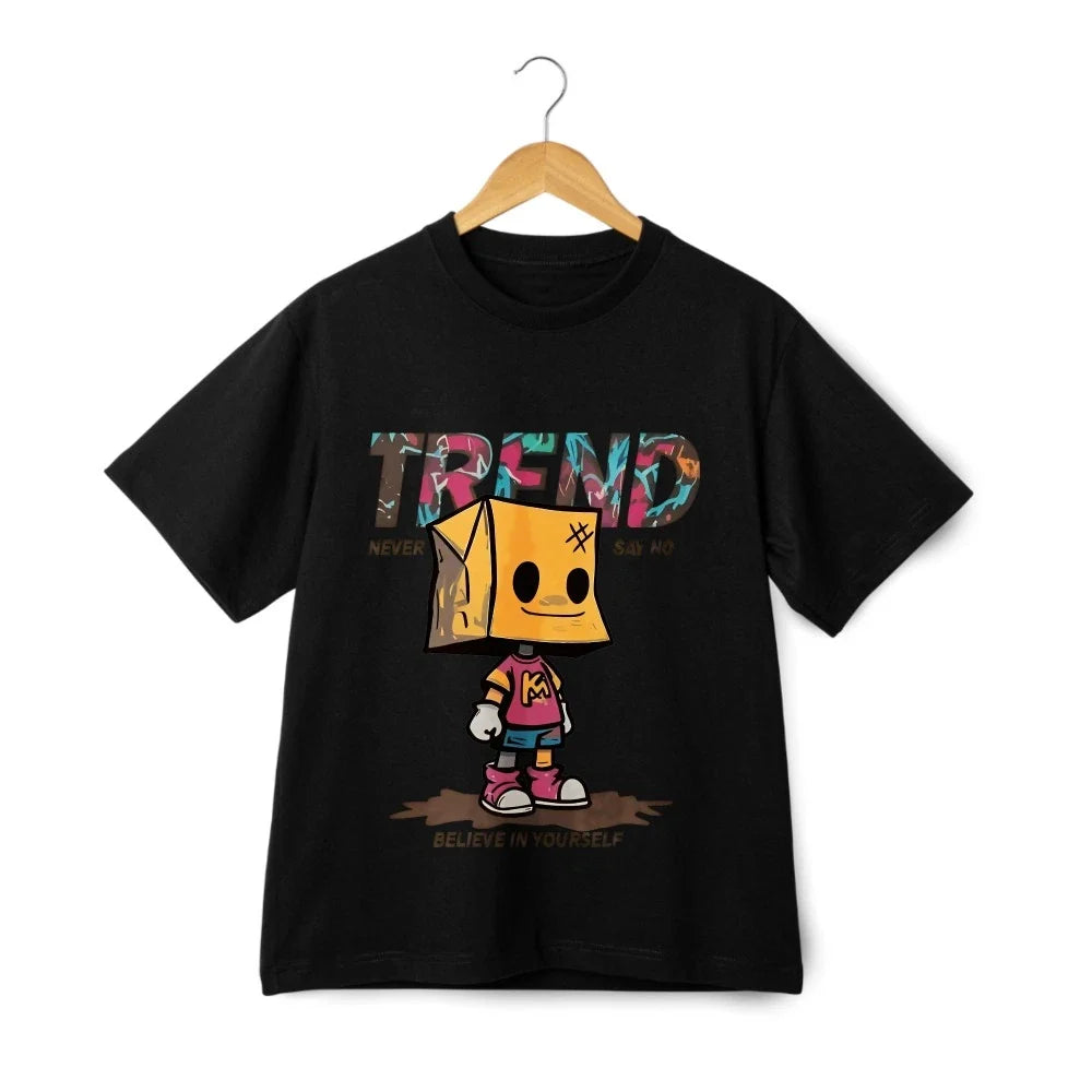 Trendy Box - Head Cartoon Casual T - Shirt, Unisex in Black and White Unisex T-shirt, Sweatshirt, Hoodie, Long Sleeve Tee - T-Shirt, Sweatshirt, Hoodie
