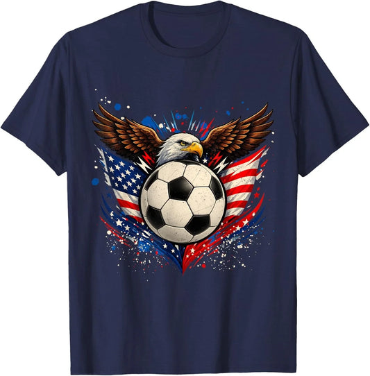 American Flag Soccer Ball 4th of July Patriotic Men Women Unisex T-Shirt Unisex T-shirt, Sweatshirt, Hoodie, Long Sleeve Tee - T-Shirt, Sweatshirt, Hoodie