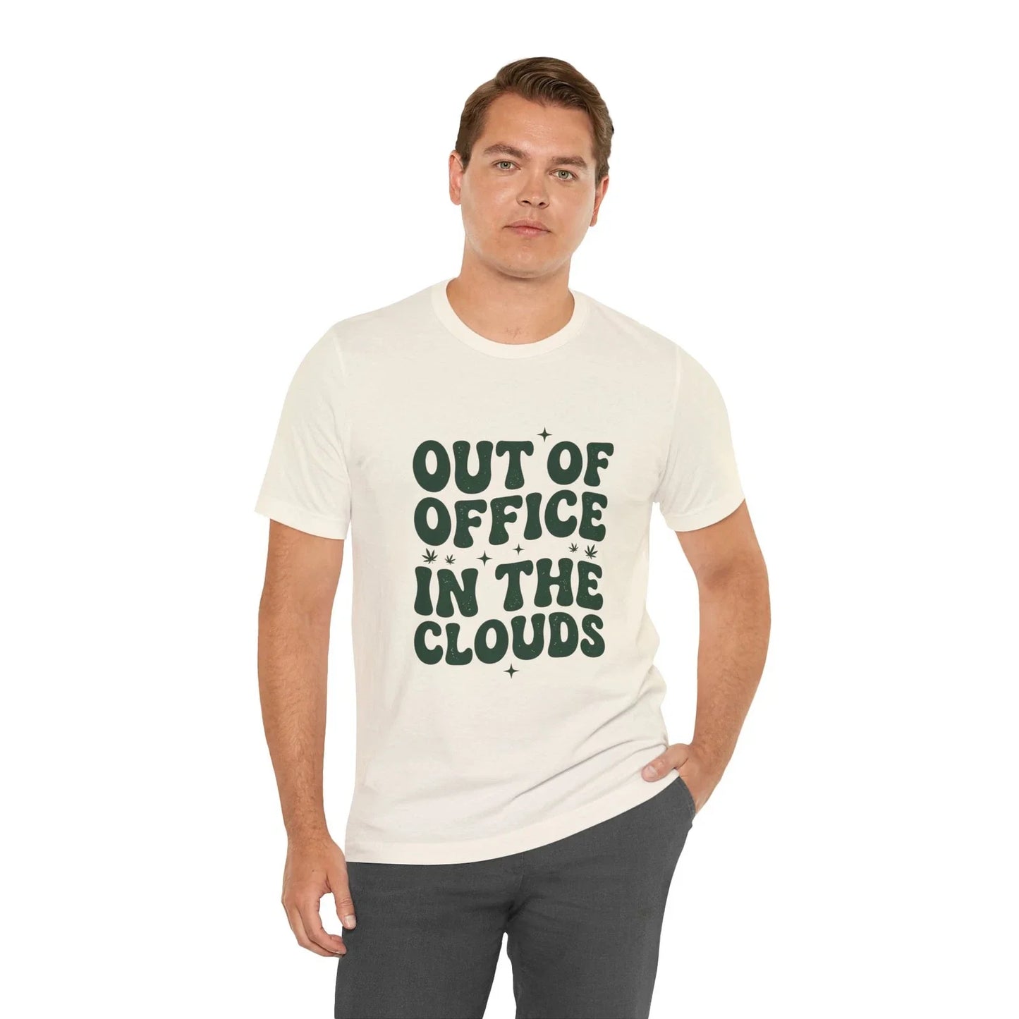 Out of Office in the Clouds T-Shirt | 420 Cannabis Stoner Humor Unisex T-shirt, Sweatshirt, Hoodie, Long Sleeve Tee - T-Shirt, Sweatshirt, Hoodie