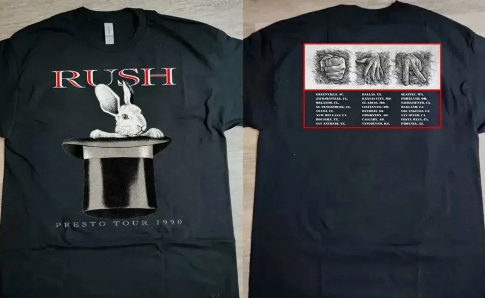 1990 Rush Rabit Presto North America Tour T-Shirt, Rush Band T-Shirt Unisex T-shirt, Sweatshirt, Hoodie, Long Sleeve Tee - T-Shirt, Sweatshirt, Hoodie