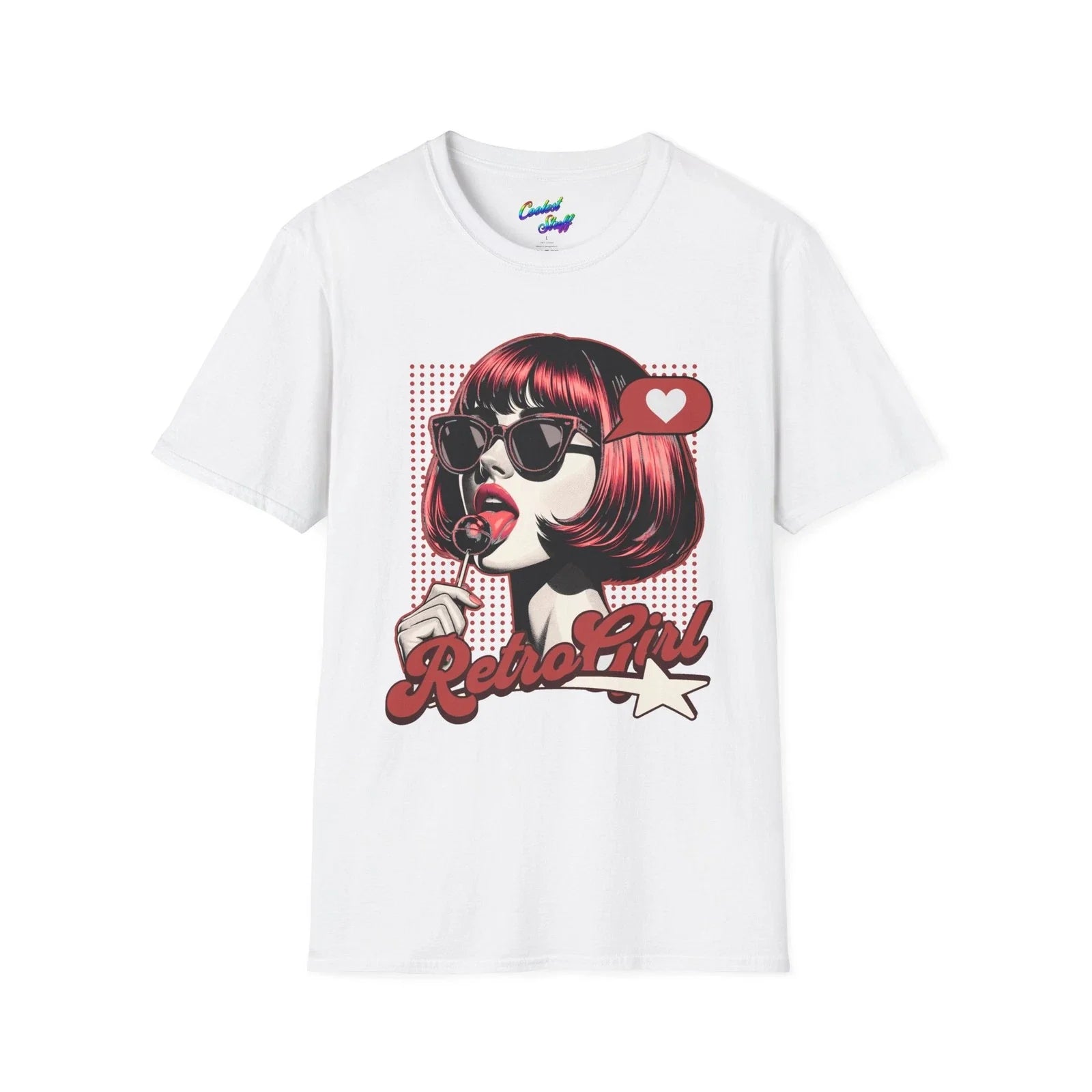 Retro Girl T-Shirt | Pinup Pop Art, Sunglasses Lollipop Design Unisex T-shirt, Sweatshirt, Hoodie, Long Sleeve Tee - T-Shirt, Sweatshirt, Hoodie