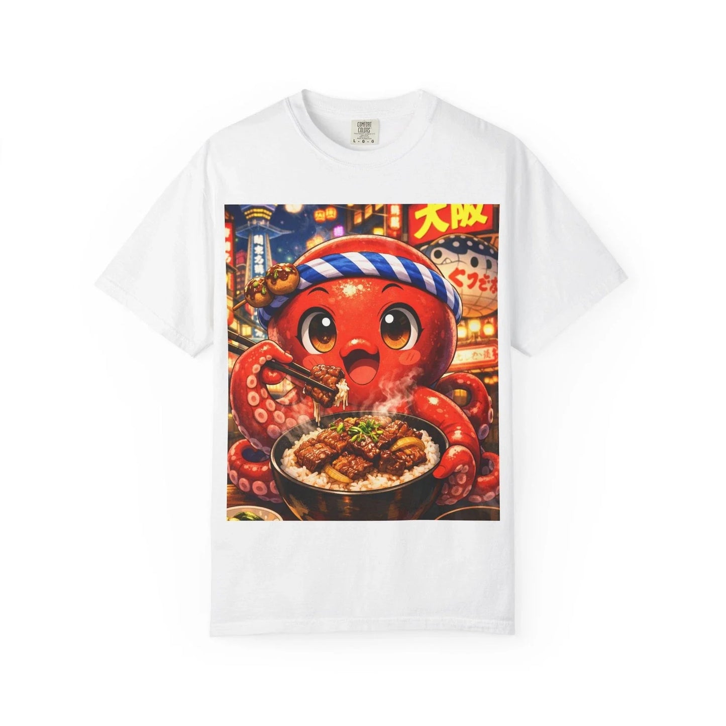 Cute Anime Octopus Noodle T-Shirt  Kawaii Street Food Graphic Tee Downtown City Unisex T-shirt, Sweatshirt, Hoodie, Long Sleeve Tee - T-Shirt, Sweatshirt, Hoodie