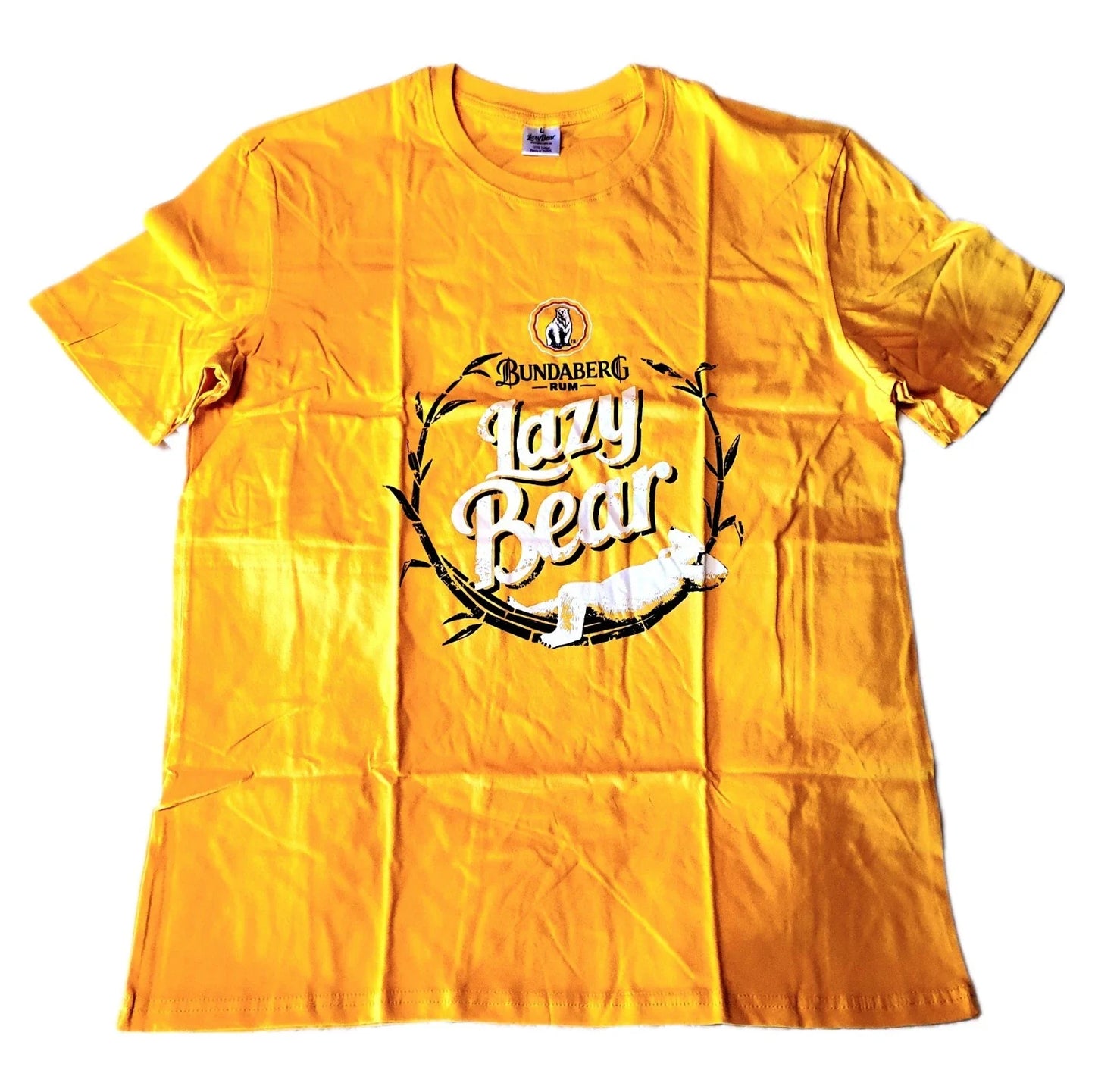 Bundaberg Bundy Rum Lazy Bear Men's Tshirt Size L Yellow, Short Sleeve Top Unisex T-shirt, Sweatshirt, Hoodie, Long Sleeve Tee - T-Shirt, Sweatshirt, Hoodie