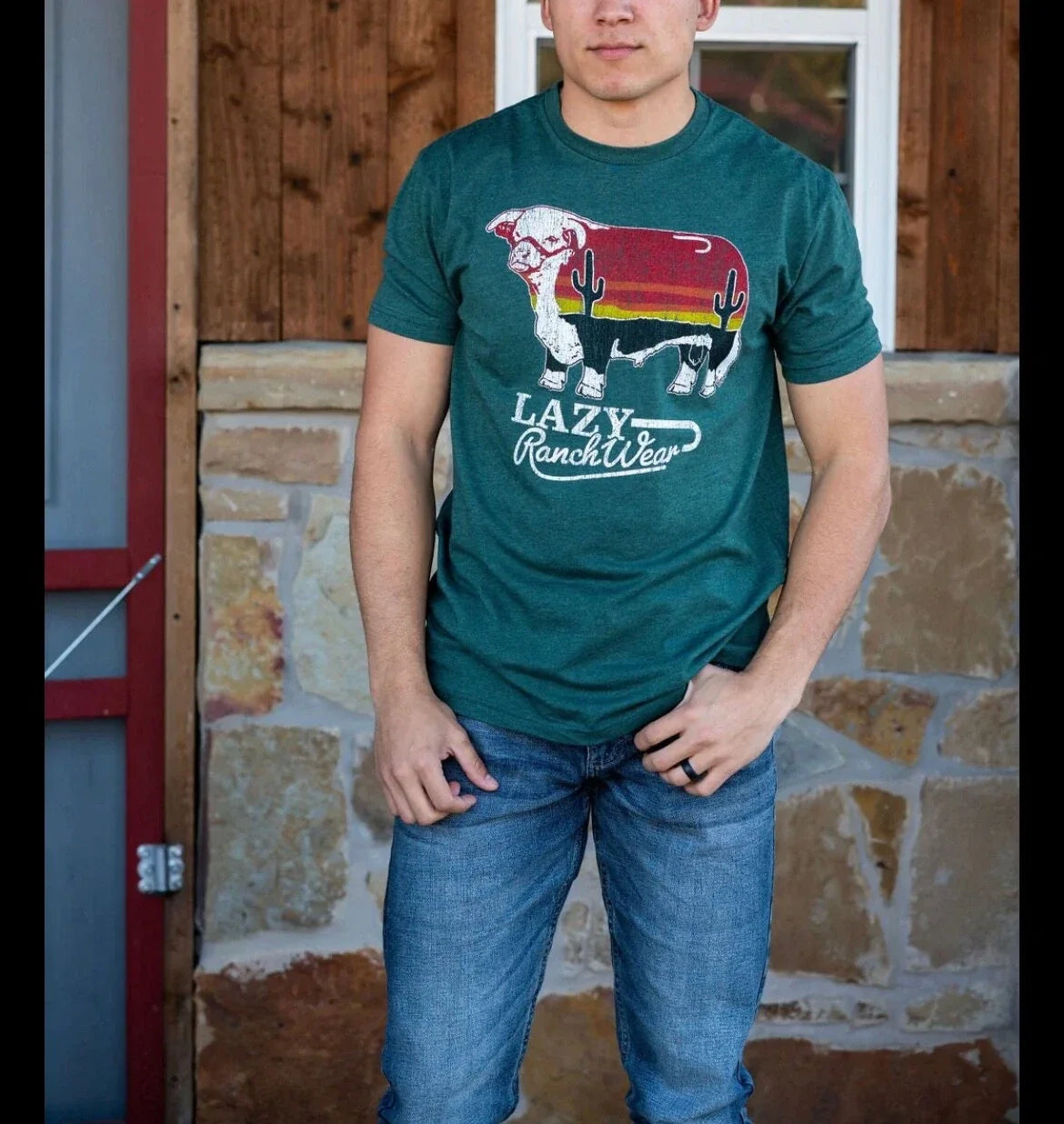 Lazy J Ranch Wear Sunrise Olive Short Sleeve T-Shirt - OLVSUNRISE-575 Unisex T-shirt, Sweatshirt, Hoodie, Long Sleeve Tee - T-Shirt, Sweatshirt, Hoodie