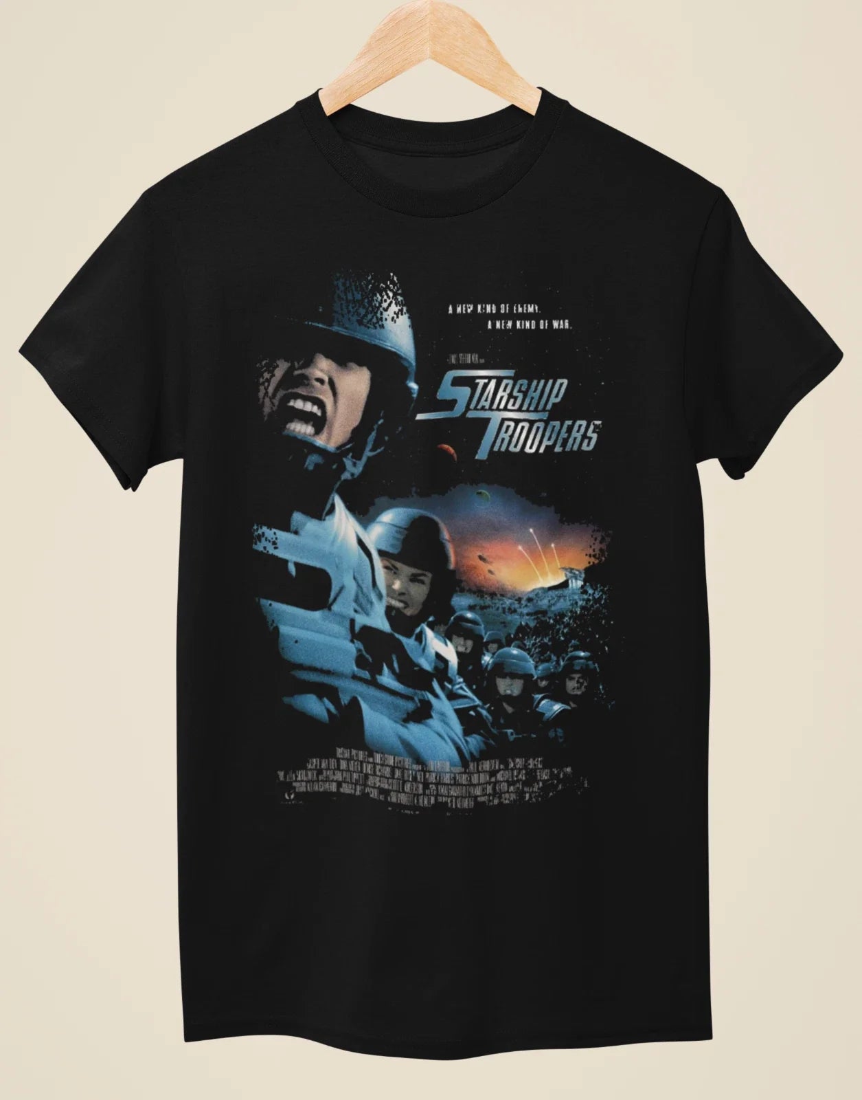 Starship Troopers - Movie Poster inspired Unisex Black T-Shirt Unisex T-shirt, Sweatshirt, Hoodie, Long Sleeve Tee - T-Shirt, Sweatshirt, Hoodie