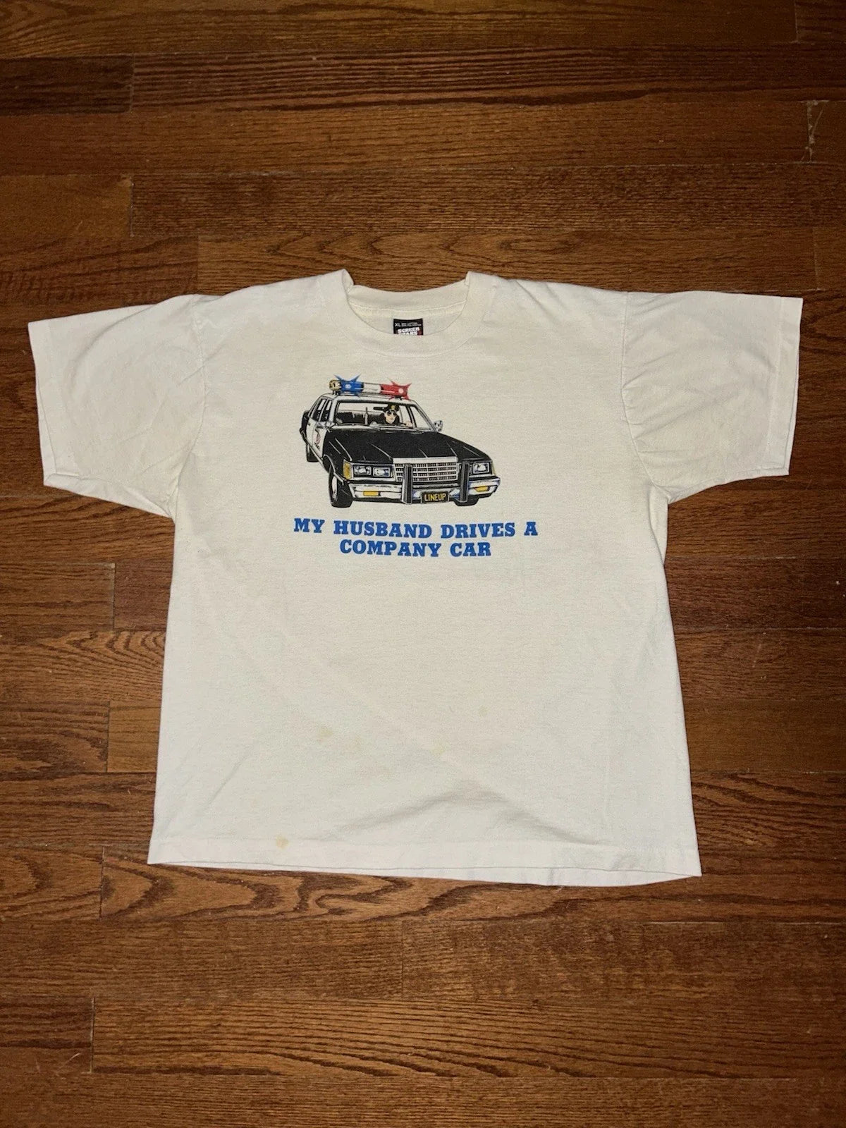 Vintage 90s Police Officer Company Car T Shirt Mens XL White Funny Art USA Rare Unisex T-shirt, Sweatshirt, Hoodie, Long Sleeve Tee - T-Shirt, Sweatshirt, Hoodie