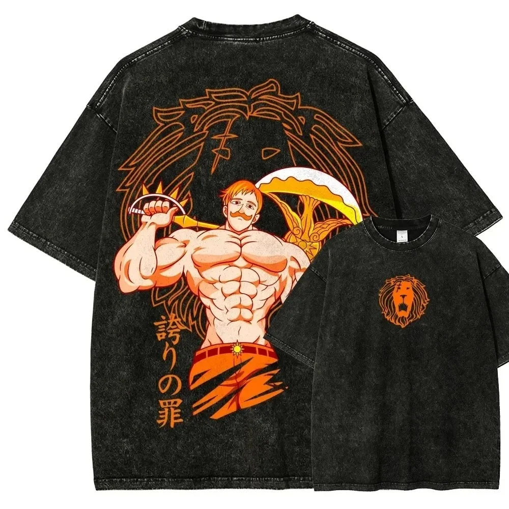 Seven Deadly Sins Anime Cotton T-Shirt Escanor Graphic Print Tee Manga Franchise Unisex T-shirt, Sweatshirt, Hoodie, Long Sleeve Tee - T-Shirt, Sweatshirt, Hoodie