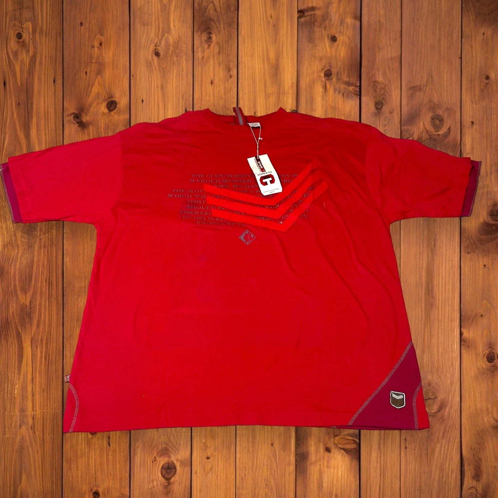 NWT Short Sleeves T-Shirt XL Red Y2K CLENCH JEANS Men's Faux Undershirt Unisex T-shirt, Sweatshirt, Hoodie, Long Sleeve Tee - T-Shirt, Sweatshirt, Hoodie