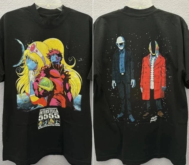 Remake Daft Punk Interstella 5555 2 sided Black Short Sleeve T shirt Unisex T-shirt, Sweatshirt, Hoodie, Long Sleeve Tee - T-Shirt, Sweatshirt, Hoodie