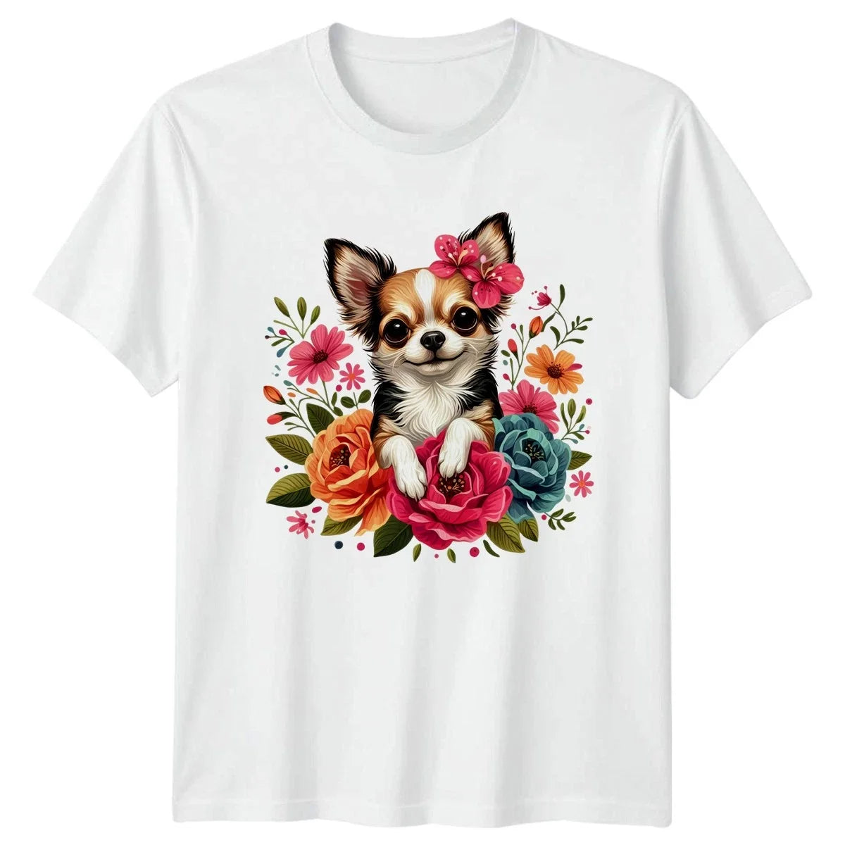 Cute Floral Chihuahua Dog Kawaii Womens T-Shirt Dog Lover Birthday Gift For Her Unisex T-shirt, Sweatshirt, Hoodie, Long Sleeve Tee - T-Shirt, Sweatshirt, Hoodie