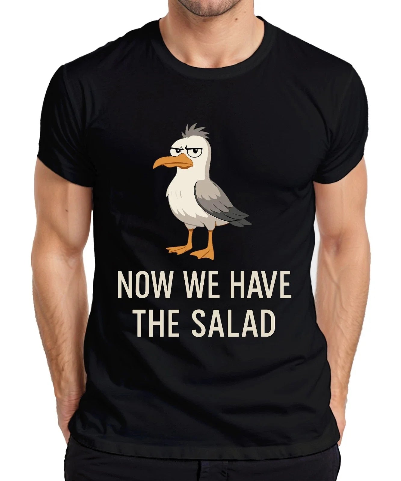 Now We Have The Salad Seagull Sarcastic Funny Cartoon Coast Mens T-Shirt Unisex T-shirt, Sweatshirt, Hoodie, Long Sleeve Tee - T-Shirt, Sweatshirt, Hoodie