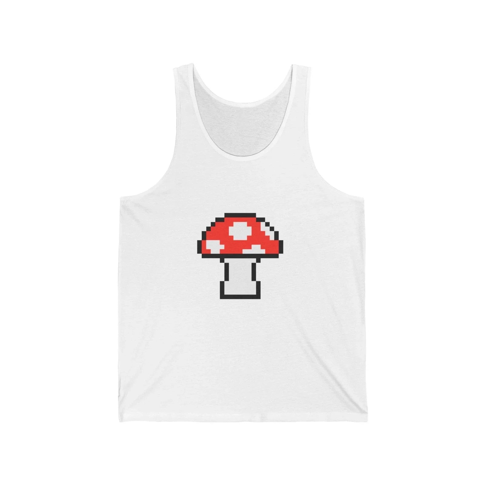 Unisex Jersey Tank Cute 8-Bit Retro Pixel Art Super Red Mushroom Design Unisex T-shirt, Sweatshirt, Hoodie, Long Sleeve Tee - T-Shirt, Sweatshirt, Hoodie