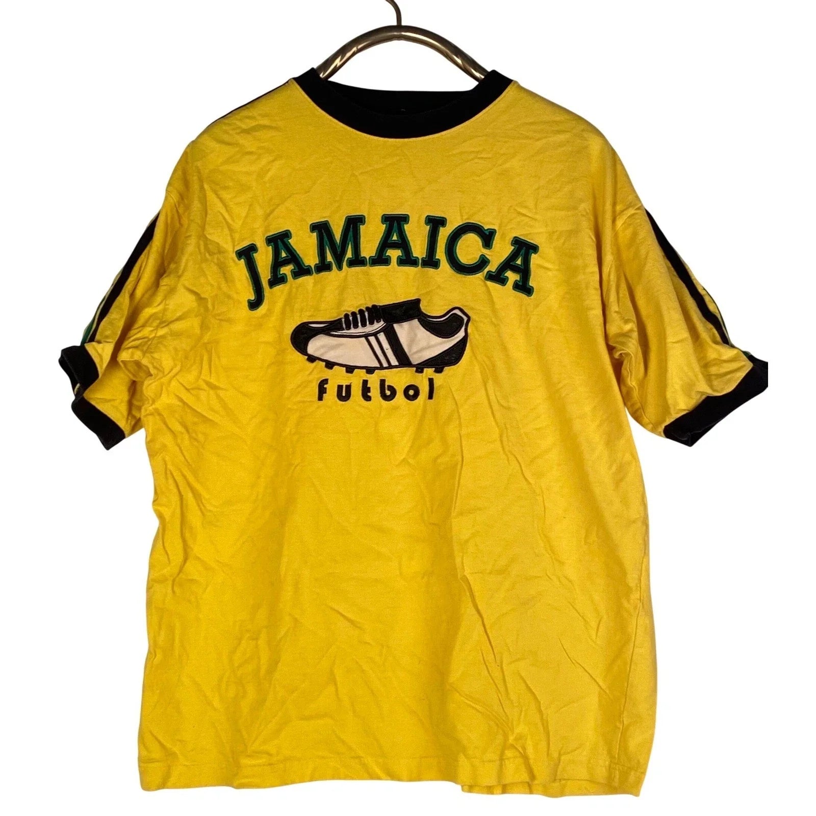 Victorious Urban Underground Jamaica Futbol Ringer T-Shirt Mens XL Yellow Cotton Unisex T-shirt, Sweatshirt, Hoodie, Long Sleeve Tee - T-Shirt, Sweatshirt, Hoodie