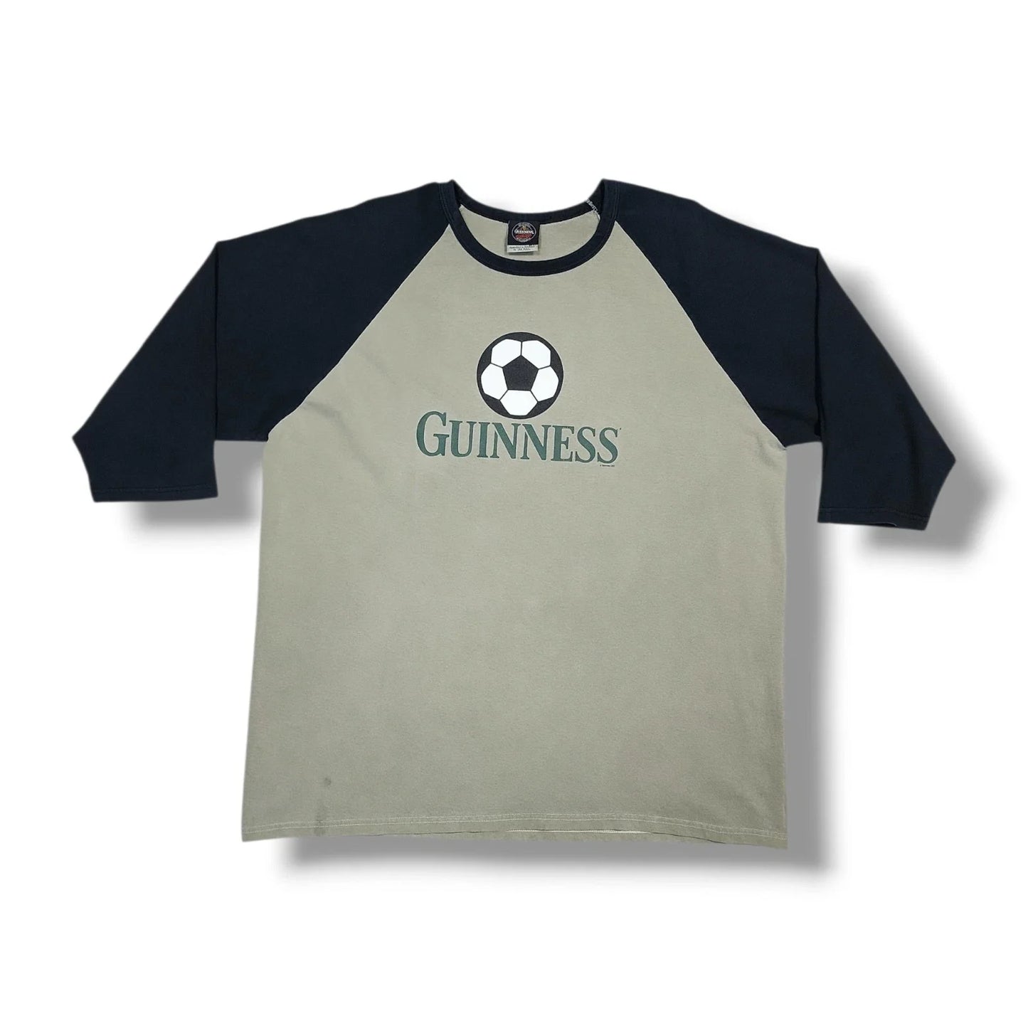 Guinness Official Merchandise Soccer Logo 3/4 Sleeve Olive/Black T-Shirt Mens XL Unisex T-shirt, Sweatshirt, Hoodie, Long Sleeve Tee - T-Shirt, Sweatshirt, Hoodie