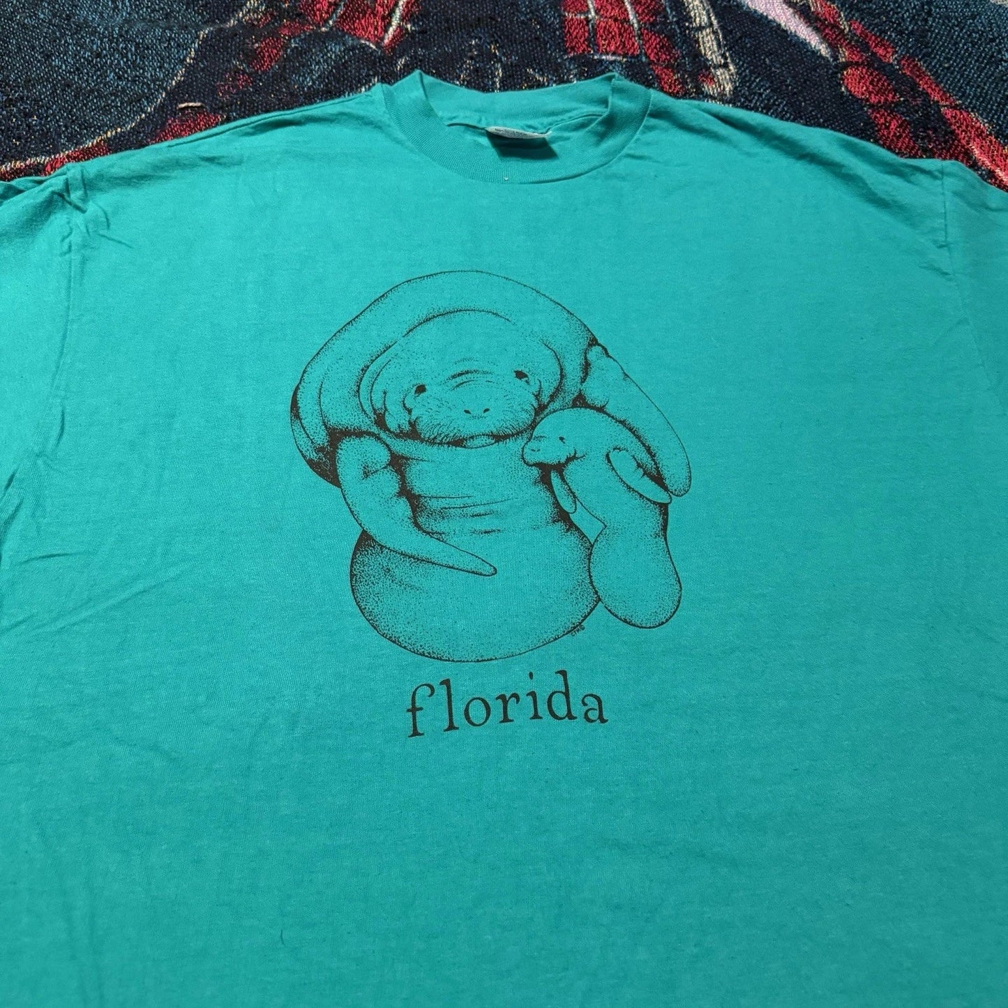 Vintage 90s Manatee Florida Baby Turquoise Shirt Blue Men's XL Nature Ocean Cute Unisex T-shirt, Sweatshirt, Hoodie, Long Sleeve Tee - T-Shirt, Sweatshirt, Hoodie