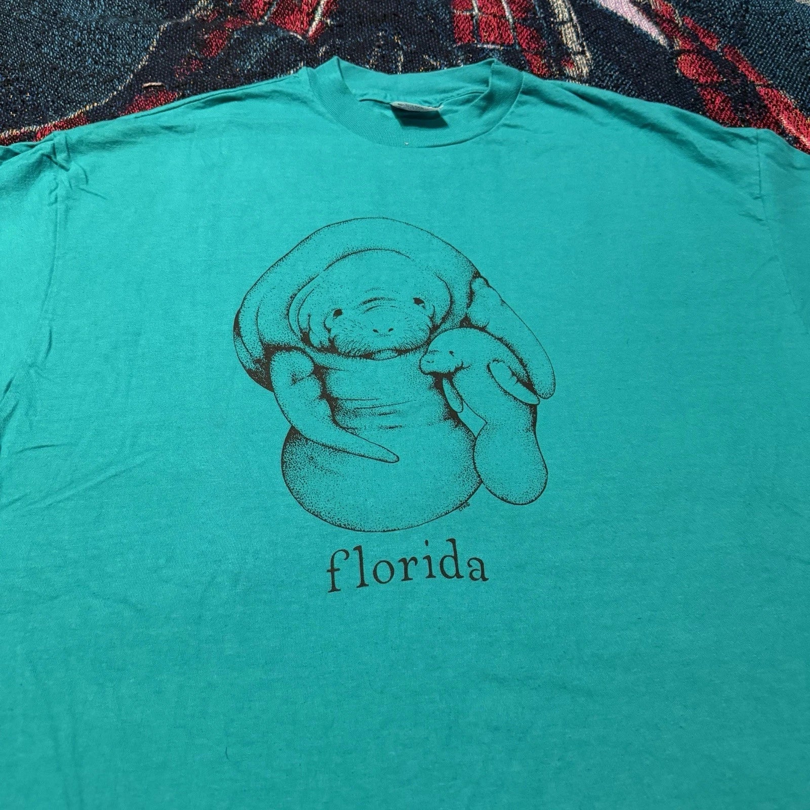 Vintage 90s Manatee Florida Baby Turquoise Shirt Blue Men's XL Nature Ocean Cute Unisex T-shirt, Sweatshirt, Hoodie, Long Sleeve Tee - T-Shirt, Sweatshirt, Hoodie