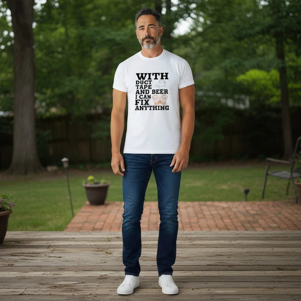 NWT With Duct Tape Beer I Can Fix Anything Men's - Adult & Kids T-Shirts, Sweatshirts & Hoodies apparel design preview 1