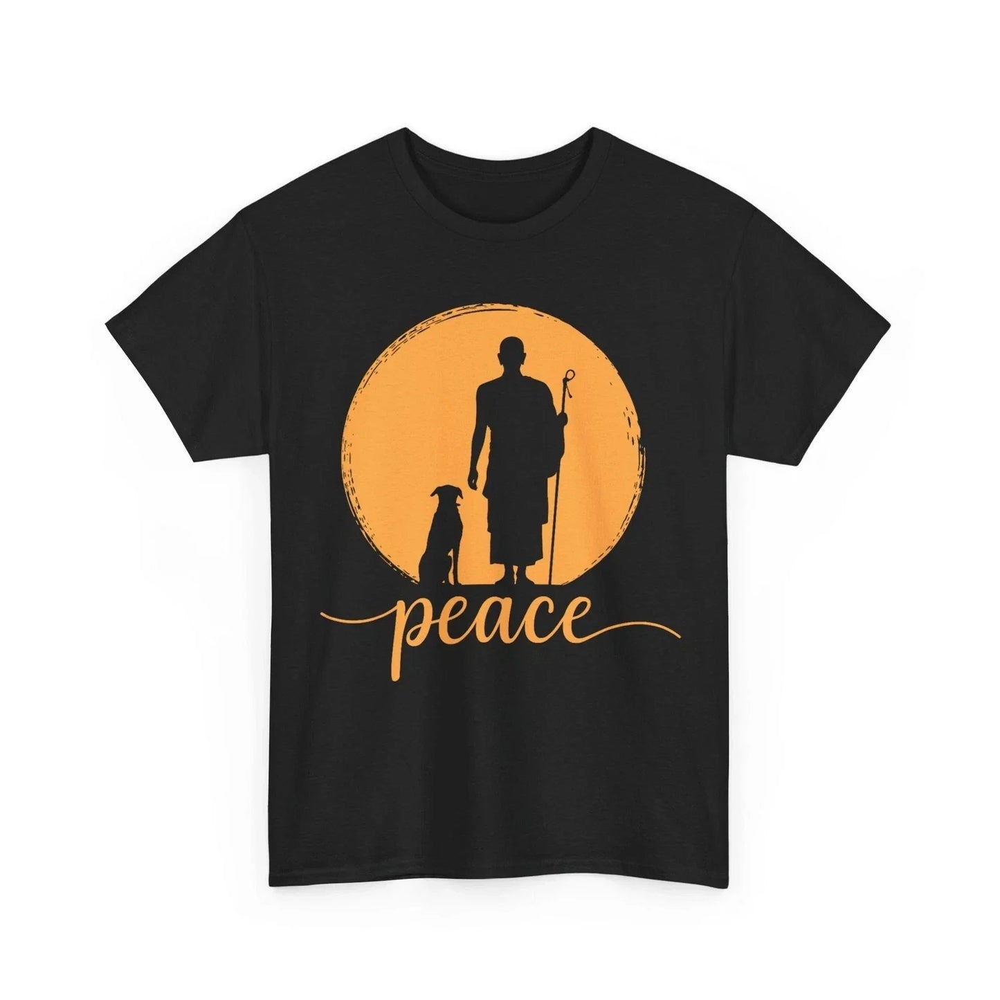 Walk for Peace Monks with Aloka Dog Minimalist Zen Art T-Shirt Unisex T-shirt, Sweatshirt, Hoodie, Long Sleeve Tee - T-Shirt, Sweatshirt, Hoodie