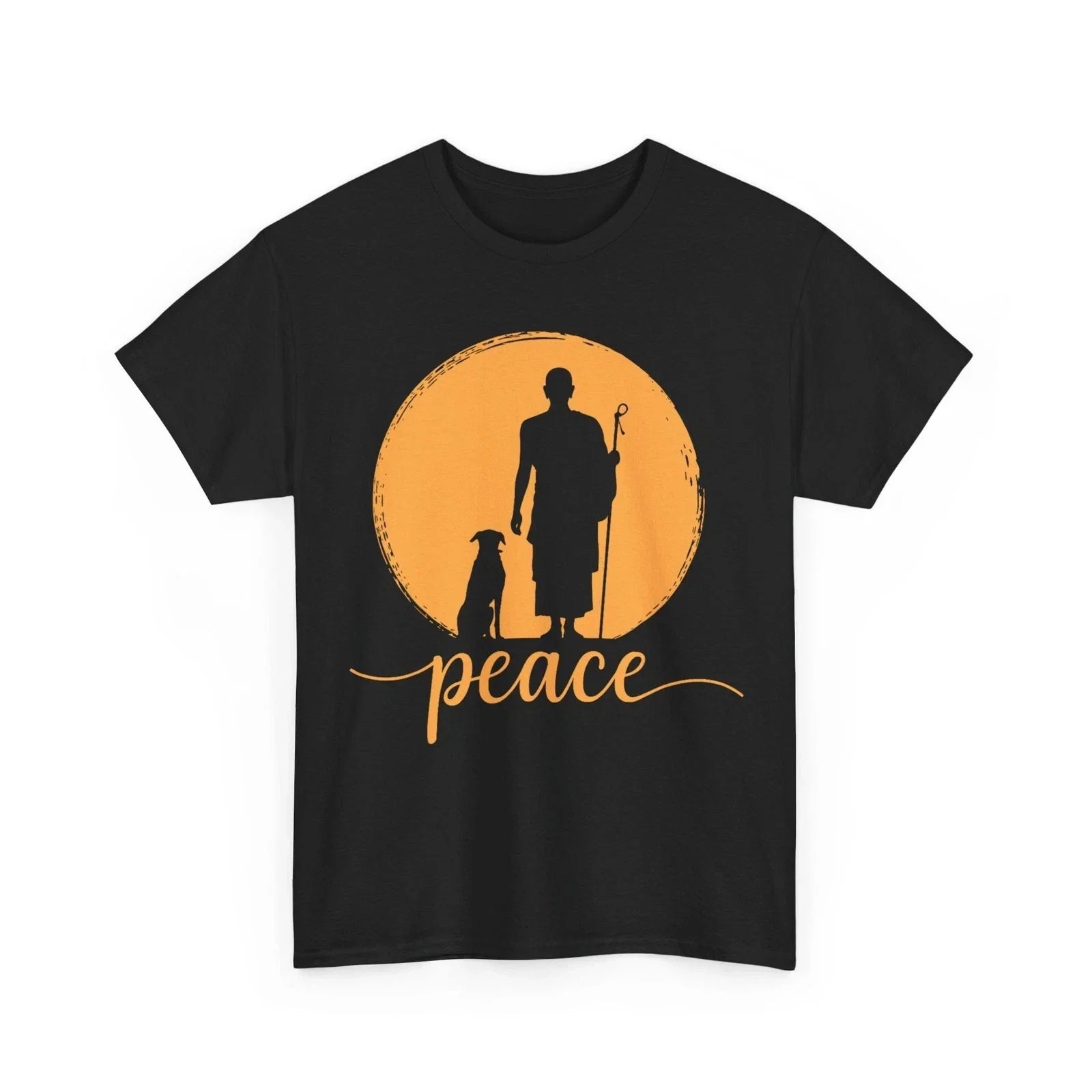 Walk for Peace Monks with Aloka Dog Minimalist Zen Art T-Shirt Unisex T-shirt, Sweatshirt, Hoodie, Long Sleeve Tee - T-Shirt, Sweatshirt, Hoodie