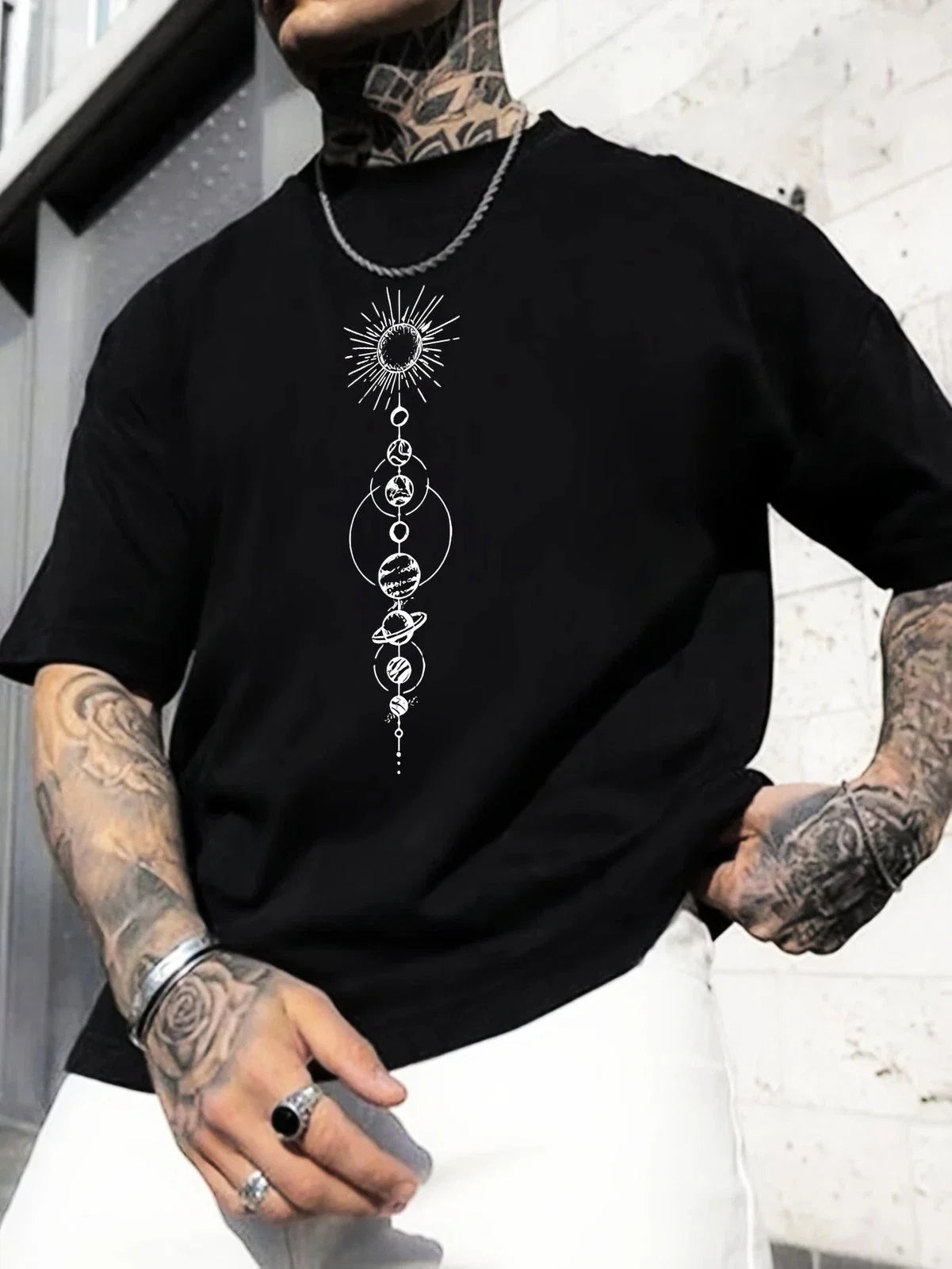 Solar System Celestial Graphic T-Shirt Minimal Space Aesthetic Unisex Tee Unisex T-shirt, Sweatshirt, Hoodie, Long Sleeve Tee - T-Shirt, Sweatshirt, Hoodie