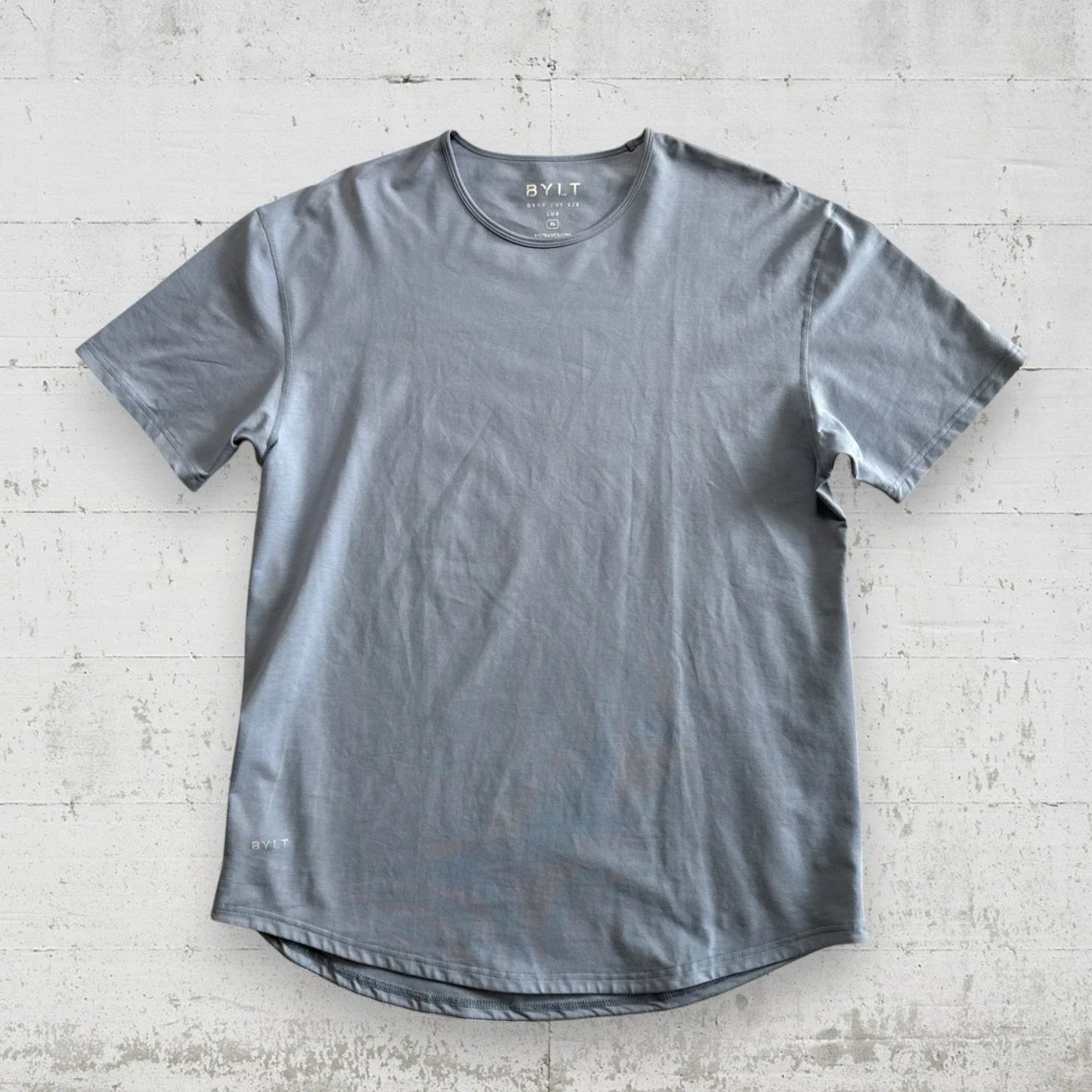 BYLT Premium Basics Lux Drop Cut T Shirt Mens XL Blue Curved Hem Unisex T-shirt, Sweatshirt, Hoodie, Long Sleeve Tee - T-Shirt, Sweatshirt, Hoodie