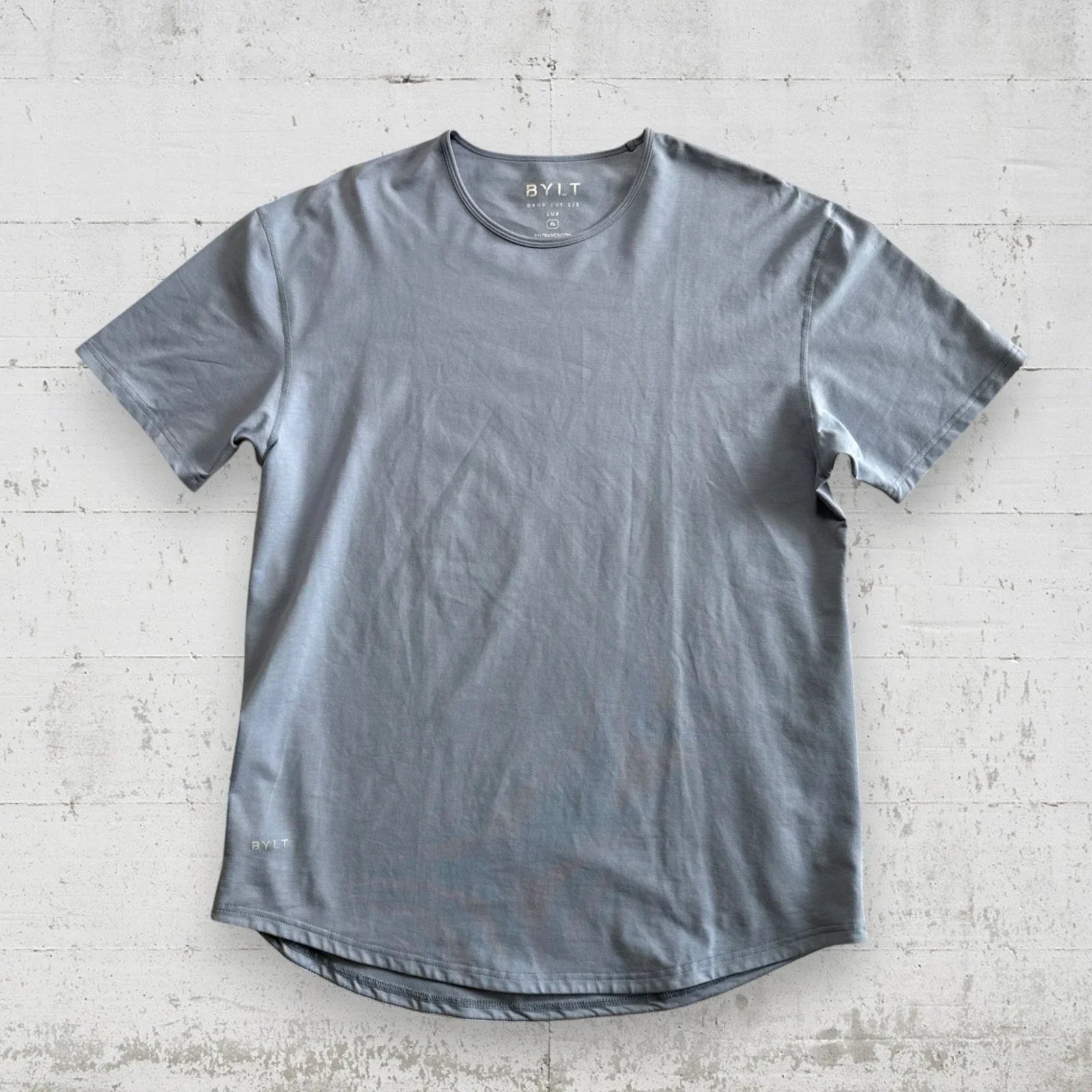 BYLT Premium Basics Lux Drop Cut T Shirt Mens XL Blue Curved Hem Unisex T-shirt, Sweatshirt, Hoodie, Long Sleeve Tee - T-Shirt, Sweatshirt, Hoodie