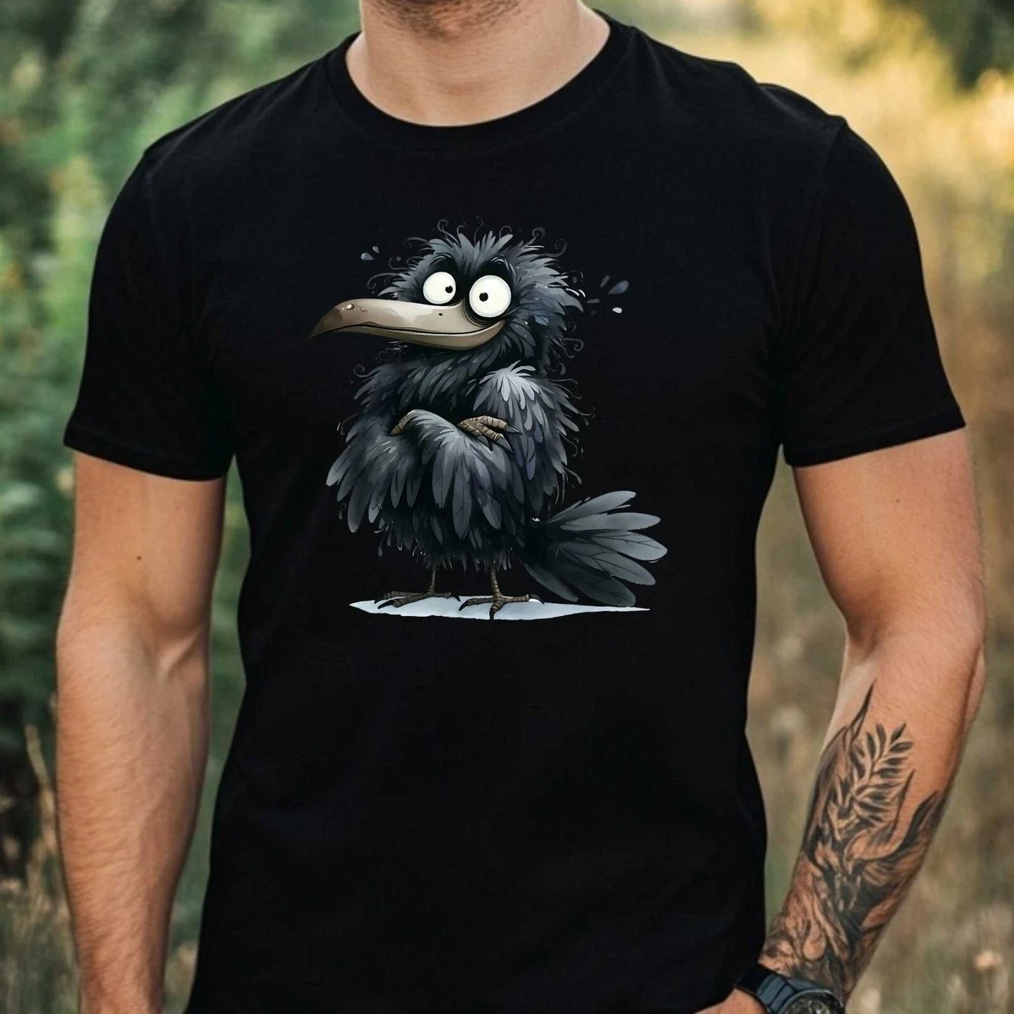 Mens Funny Black Raven Crow Motif Cotton T-Shirt Size XS to 5XL Unisex T-shirt, Sweatshirt, Hoodie, Long Sleeve Tee - T-Shirt, Sweatshirt, Hoodie