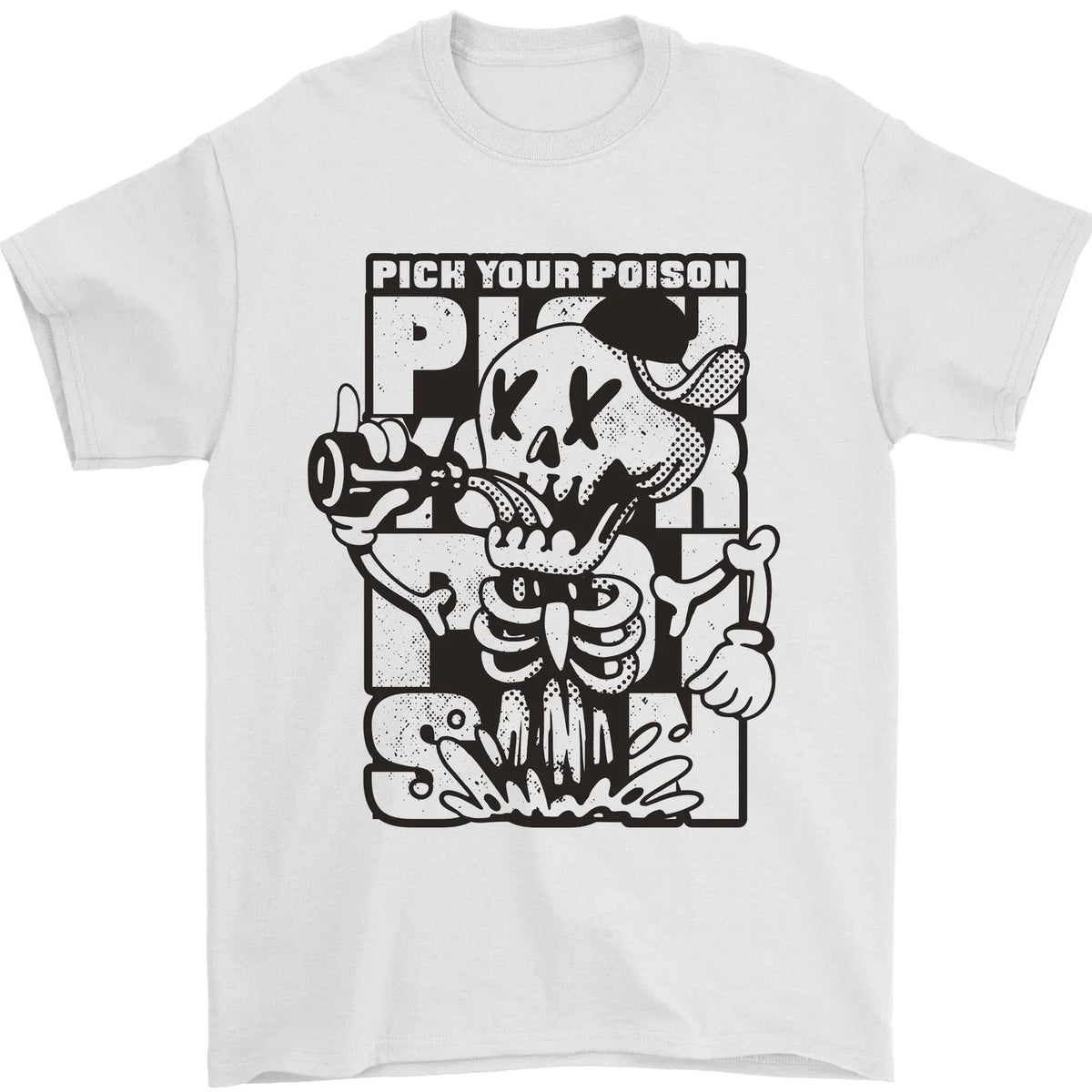 Pick Your Poison Beer Alcohol Skeleton Skull Mens - Adult & Kids T-Shirts, Sweatshirts & Hoodies apparel design preview 1