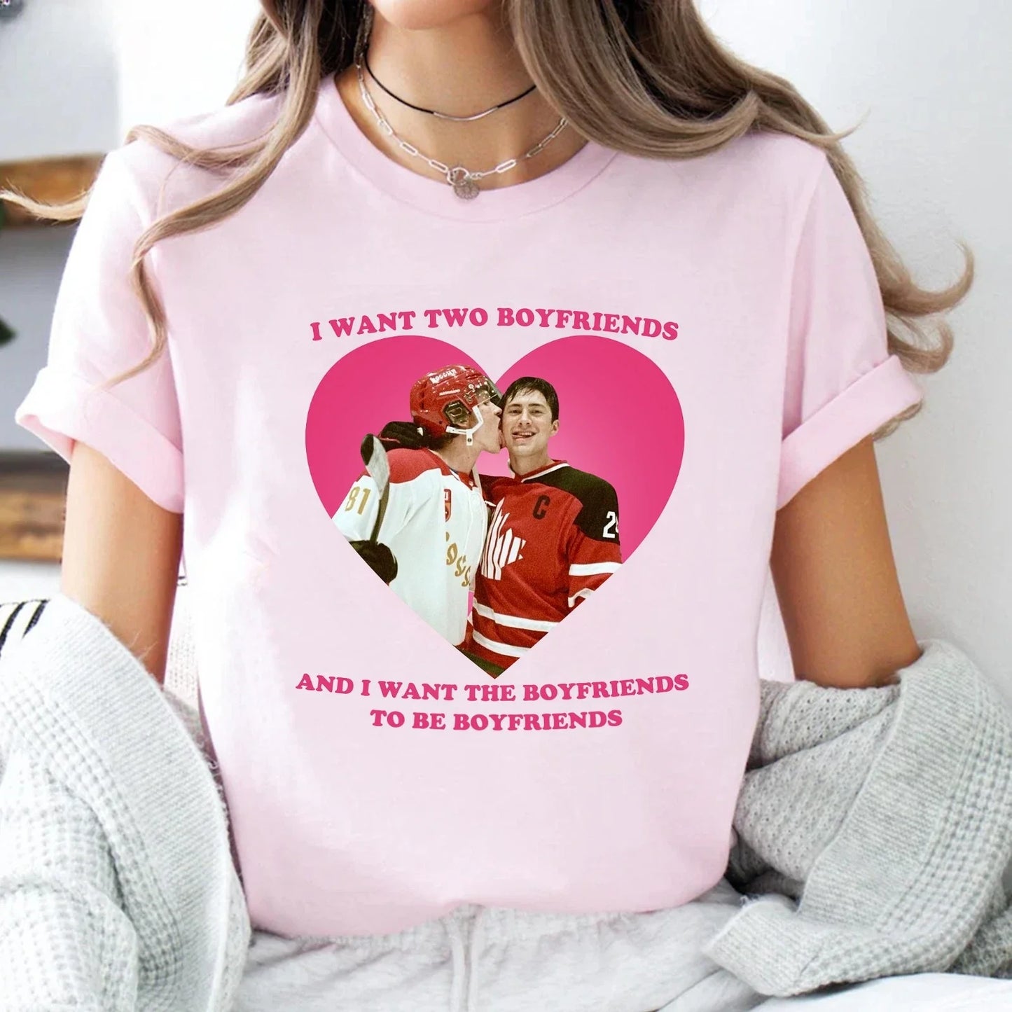 I Want Two Boyfriends Tee, Heated Rivalry Love T-shirt, Shane And Ilya, LGBTQ+ Unisex T-shirt, Sweatshirt, Hoodie, Long Sleeve Tee - T-Shirt, Sweatshirt, Hoodie