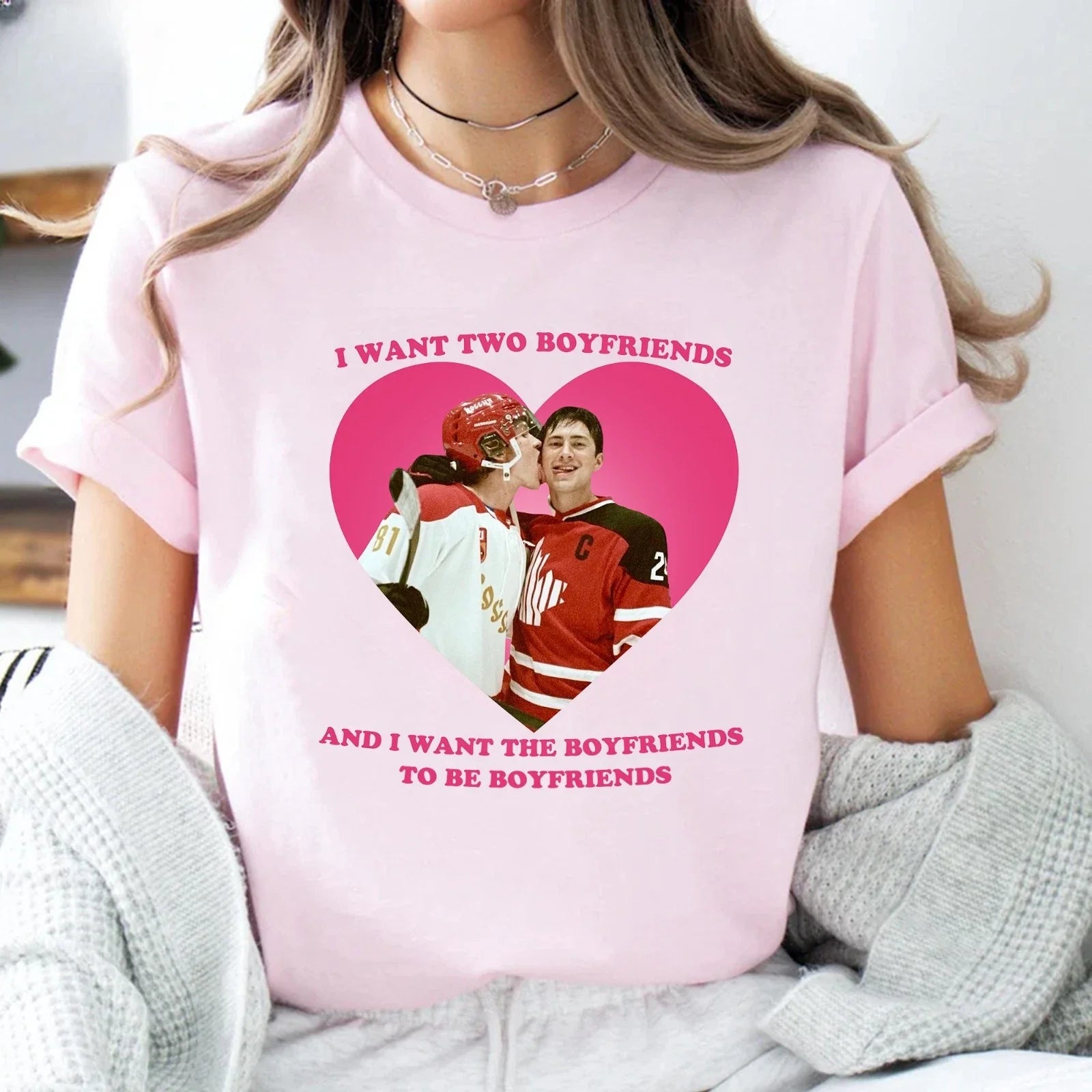 I Want Two Boyfriends Tee, Heated Rivalry Love T-shirt, Shane And Ilya, LGBTQ+ Unisex T-shirt, Sweatshirt, Hoodie, Long Sleeve Tee - T-Shirt, Sweatshirt, Hoodie