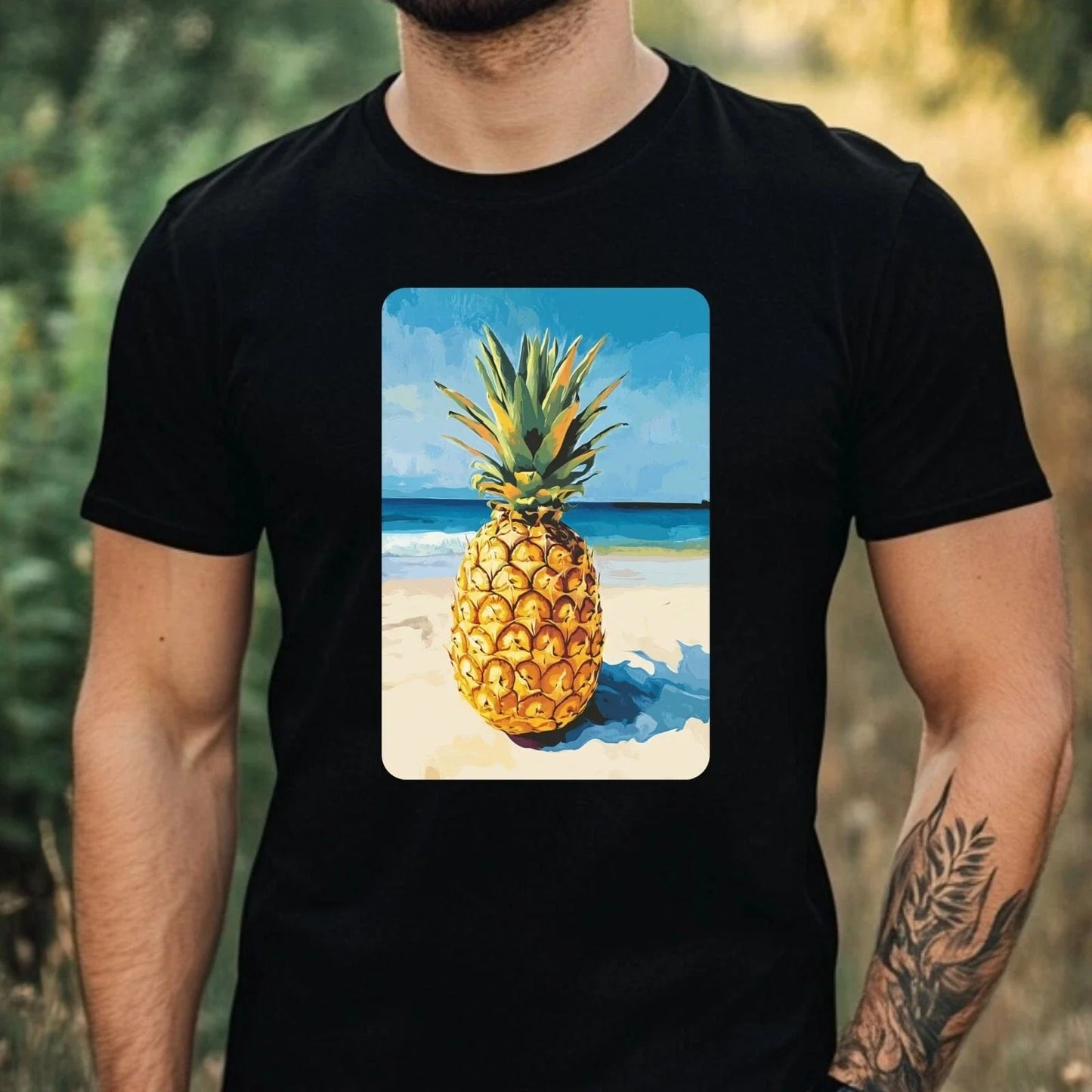 Men's pineapple t-shirt, beach, summer motif cotton size XS to 5XL Unisex T-shirt, Sweatshirt, Hoodie, Long Sleeve Tee - T-Shirt, Sweatshirt, Hoodie