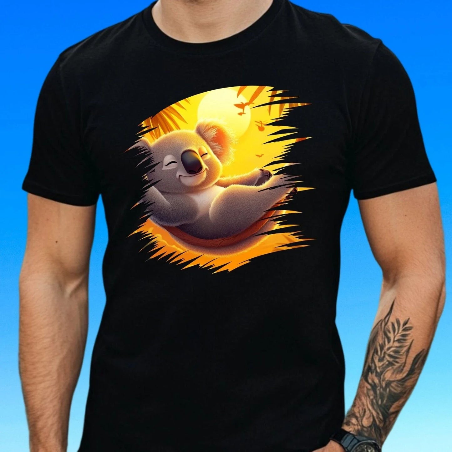 Mens Relaxed Koala Motif Cotton T-Shirt Size XS to 5XL Unisex T-shirt, Sweatshirt, Hoodie, Long Sleeve Tee - T-Shirt, Sweatshirt, Hoodie