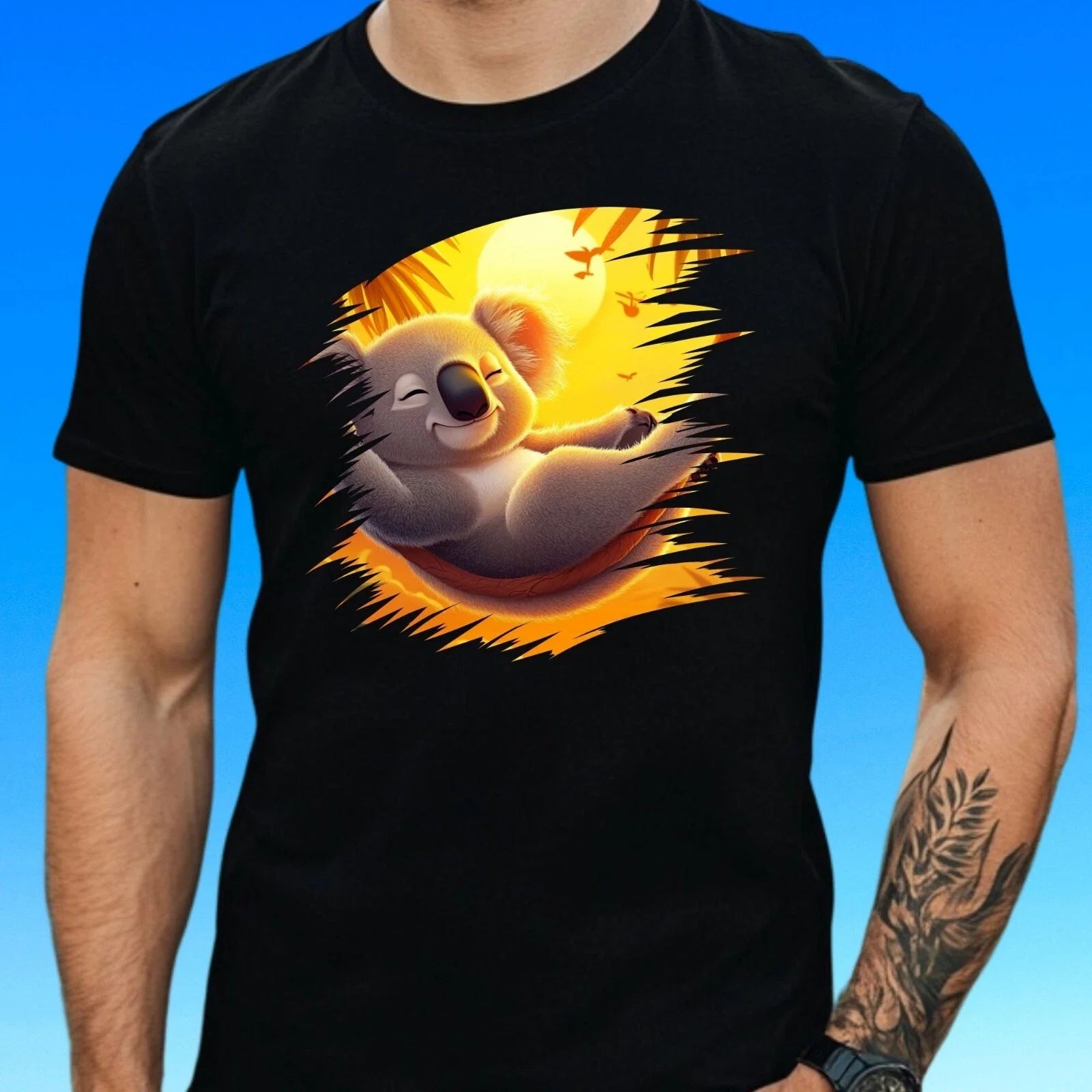 Mens Relaxed Koala Motif Cotton T-Shirt Size XS to 5XL Unisex T-shirt, Sweatshirt, Hoodie, Long Sleeve Tee - T-Shirt, Sweatshirt, Hoodie