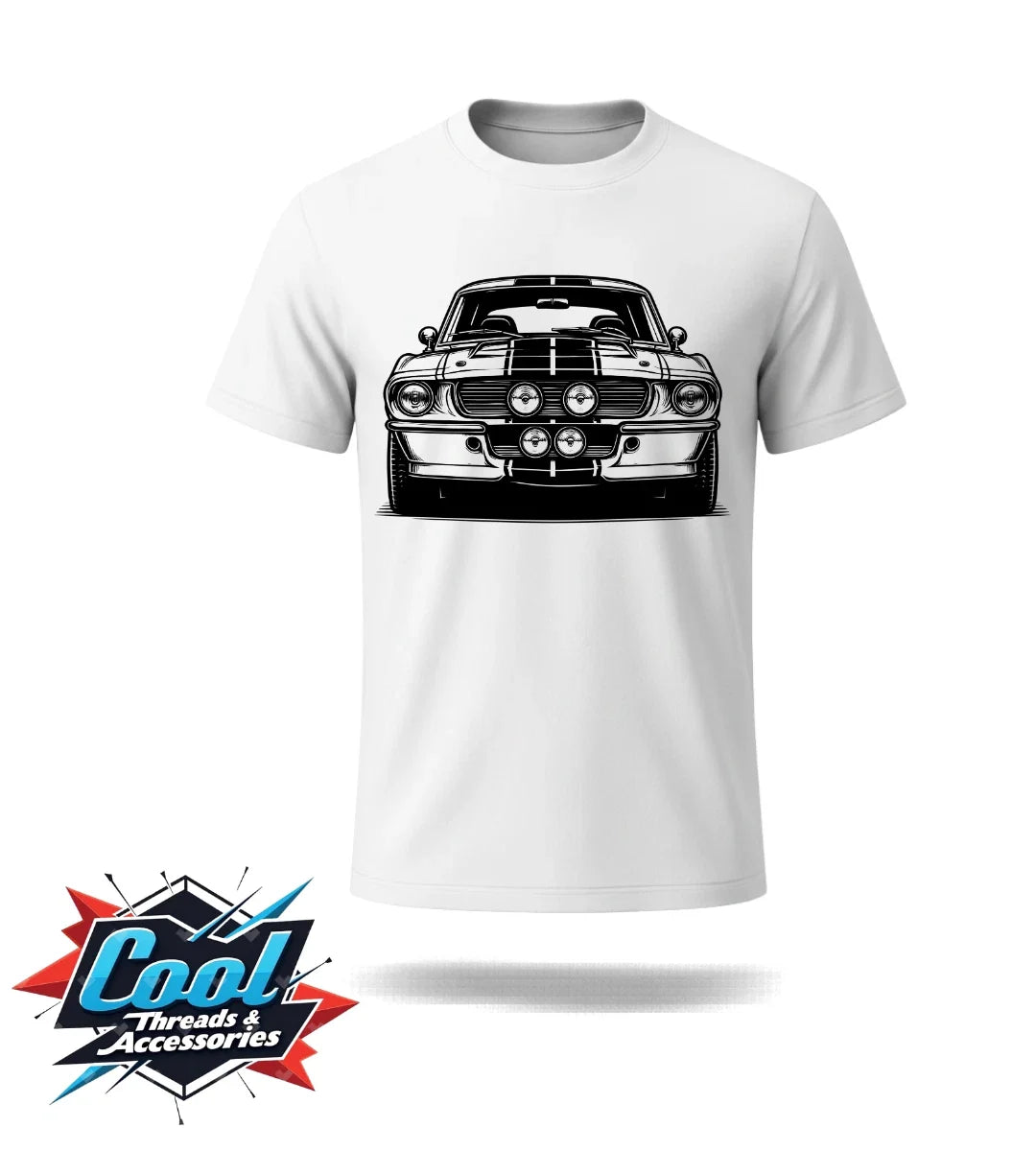 Ford Mustang Shelby GT500 Classic Car Graphic T Shirt White Retro Automotive Unisex T-shirt, Sweatshirt, Hoodie, Long Sleeve Tee - T-Shirt, Sweatshirt, Hoodie