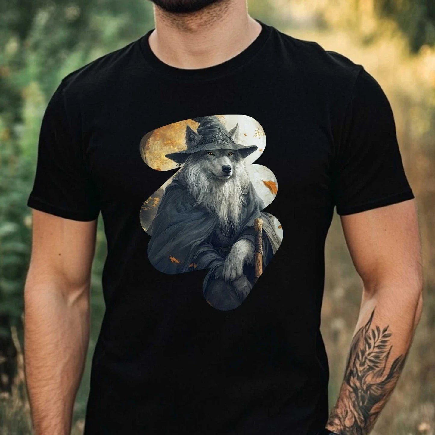 Mens Magic Wolf Magic Motif Cotton T-Shirt Size XS to 5XL Unisex T-shirt, Sweatshirt, Hoodie, Long Sleeve Tee - T-Shirt, Sweatshirt, Hoodie