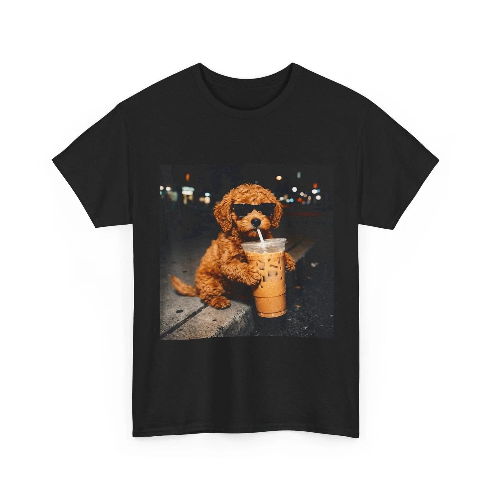 Funny Goldendoodle Drinking Iced Coffee Animal Meme Humor T-Shirt Unisex T-shirt, Sweatshirt, Hoodie, Long Sleeve Tee - T-Shirt, Sweatshirt, Hoodie