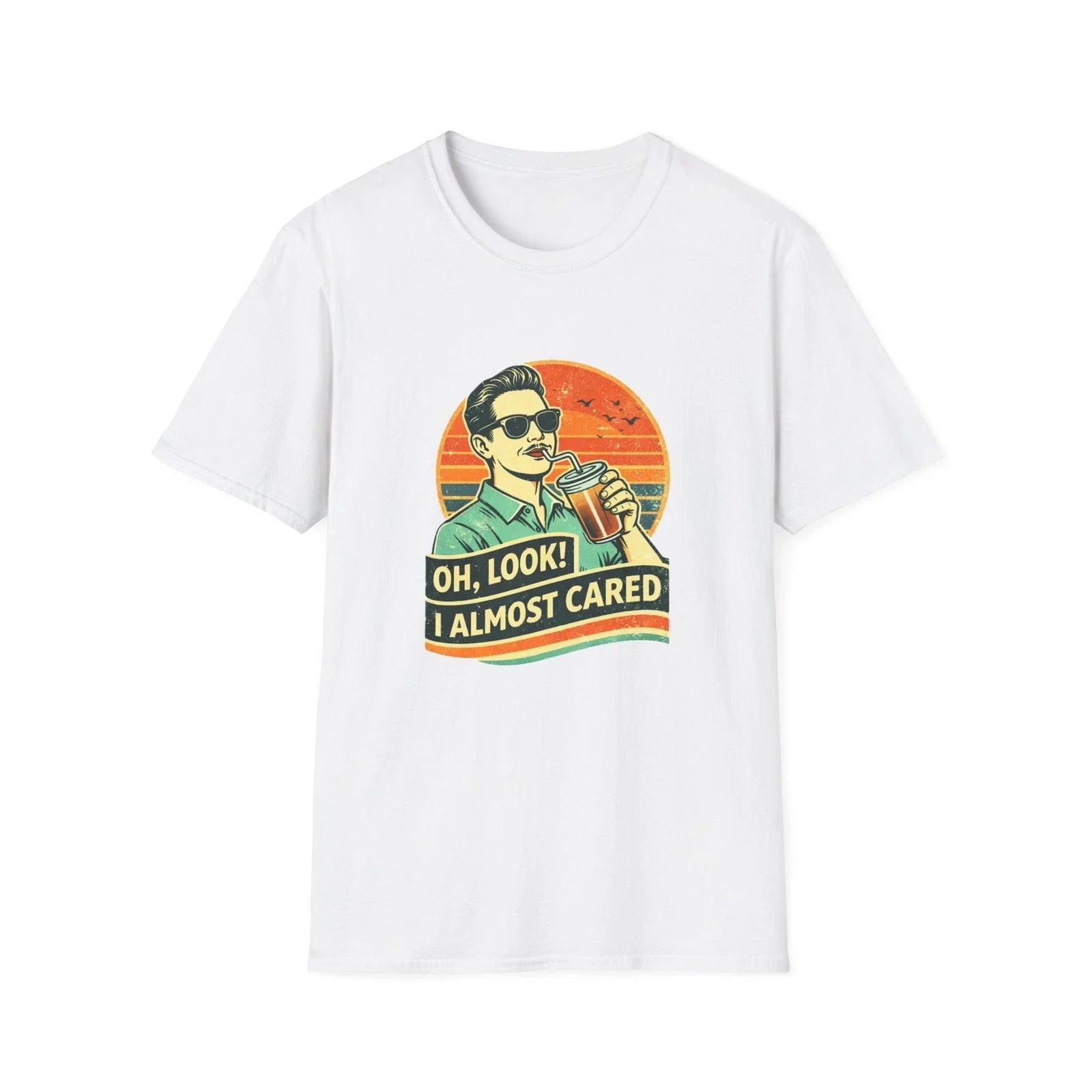 Funny Retro Sarcastic Shirt I Almost Cared Vintage Aesthetic Tee Trendy Graphic Unisex T-shirt, Sweatshirt, Hoodie, Long Sleeve Tee - T-Shirt, Sweatshirt, Hoodie
