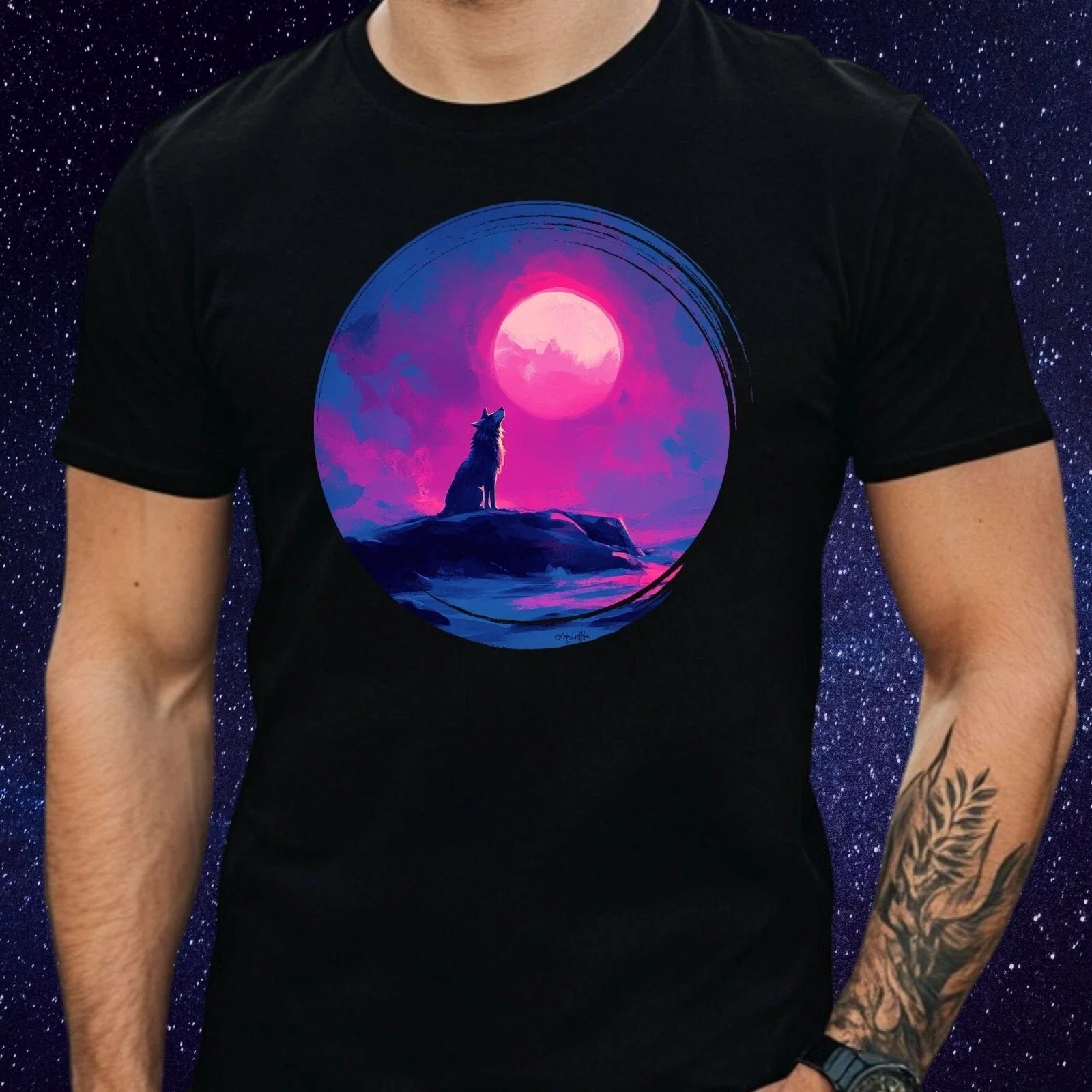 Mens Majestic Wolf Motif Cotton T-Shirt Size XS to 5XL Unisex T-shirt, Sweatshirt, Hoodie, Long Sleeve Tee - T-Shirt, Sweatshirt, Hoodie