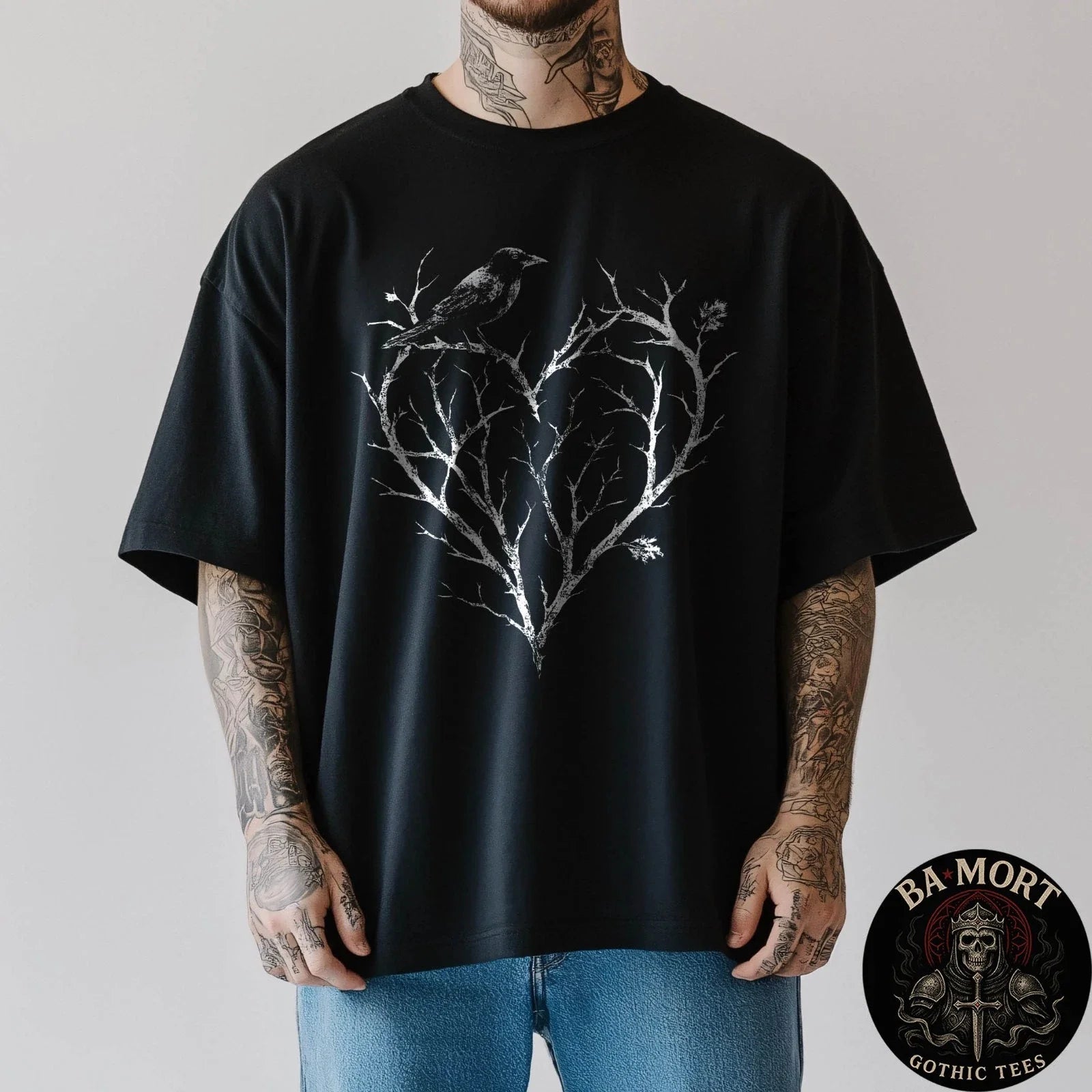 Gothic Raven Crow Heart Tree Thorn Love Goth Alt Alternative T-Shirt Unisex T-shirt, Sweatshirt, Hoodie, Long Sleeve Tee - T-Shirt, Sweatshirt, Hoodie