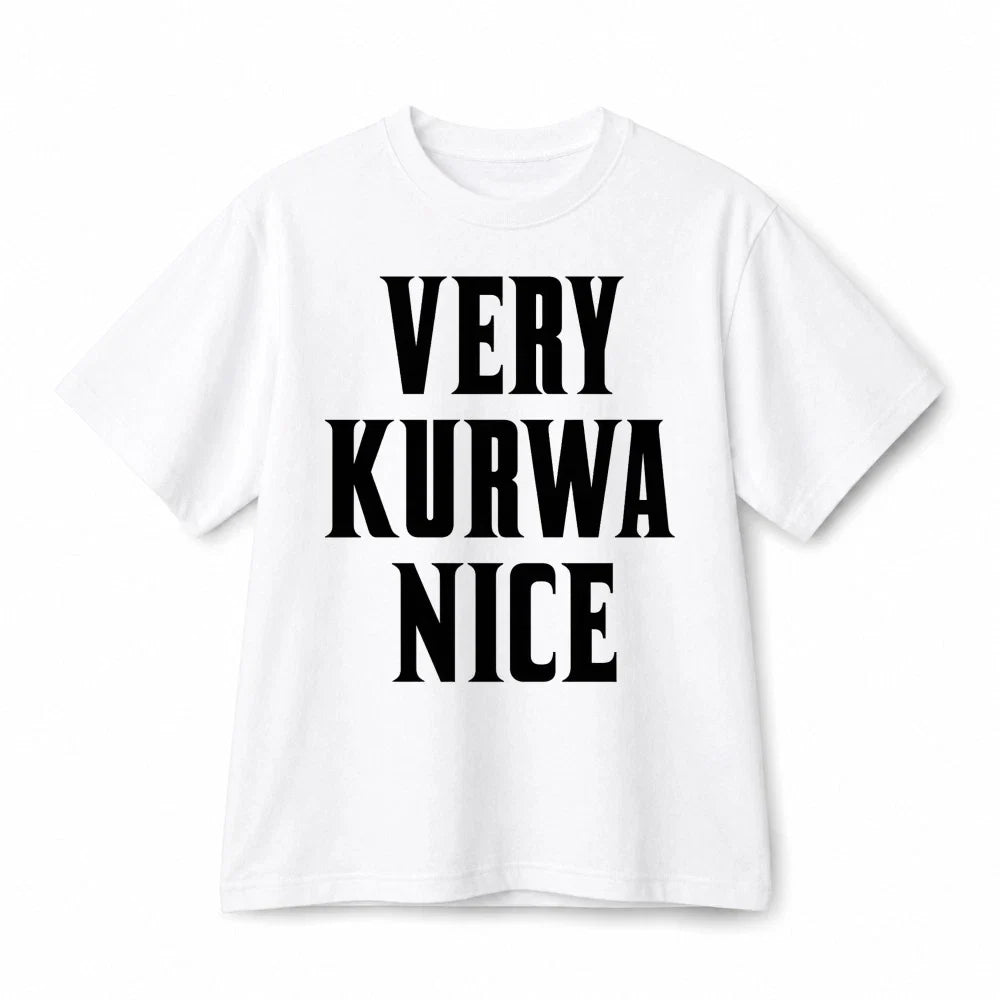Very Kurwa Nice Funny Polish Slogan Retro Graphic Cotton T-Shirt Unisex Unisex T-shirt, Sweatshirt, Hoodie, Long Sleeve Tee - T-Shirt, Sweatshirt, Hoodie