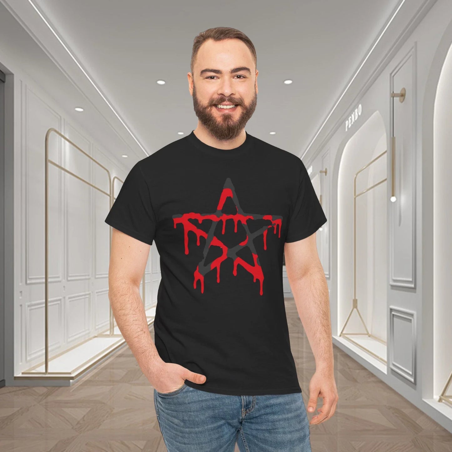 Dripping Red Star Dark Gothic Graphic T-Shirt Unisex T-shirt, Sweatshirt, Hoodie, Long Sleeve Tee - T-Shirt, Sweatshirt, Hoodie