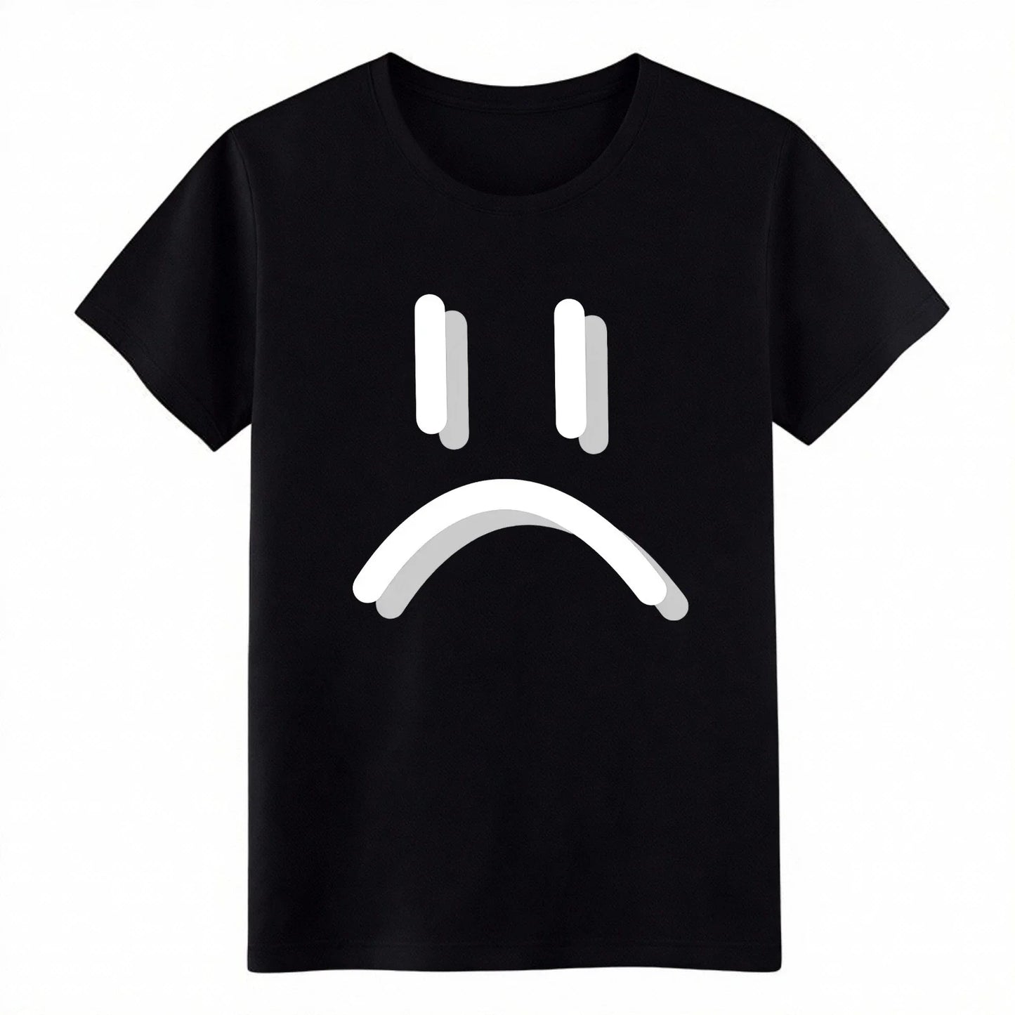 Unisex Edgy Sad Face Emoji Print Tee|Daily Errands & Street Style Casual T-Shirt Unisex T-shirt, Sweatshirt, Hoodie, Long Sleeve Tee - T-Shirt, Sweatshirt, Hoodie