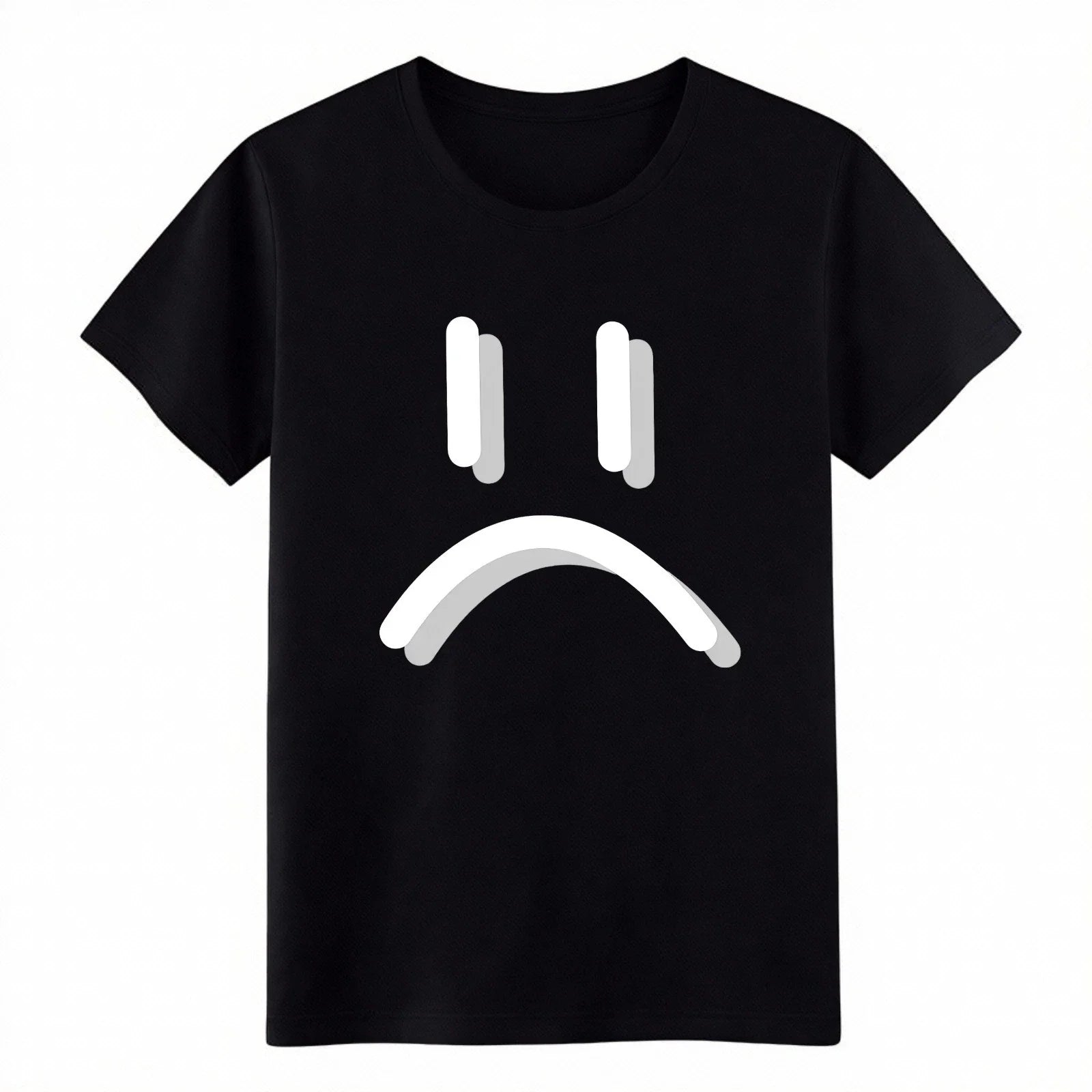 Unisex Edgy Sad Face Emoji Print Tee|Daily Errands & Street Style Casual T-Shirt Unisex T-shirt, Sweatshirt, Hoodie, Long Sleeve Tee - T-Shirt, Sweatshirt, Hoodie