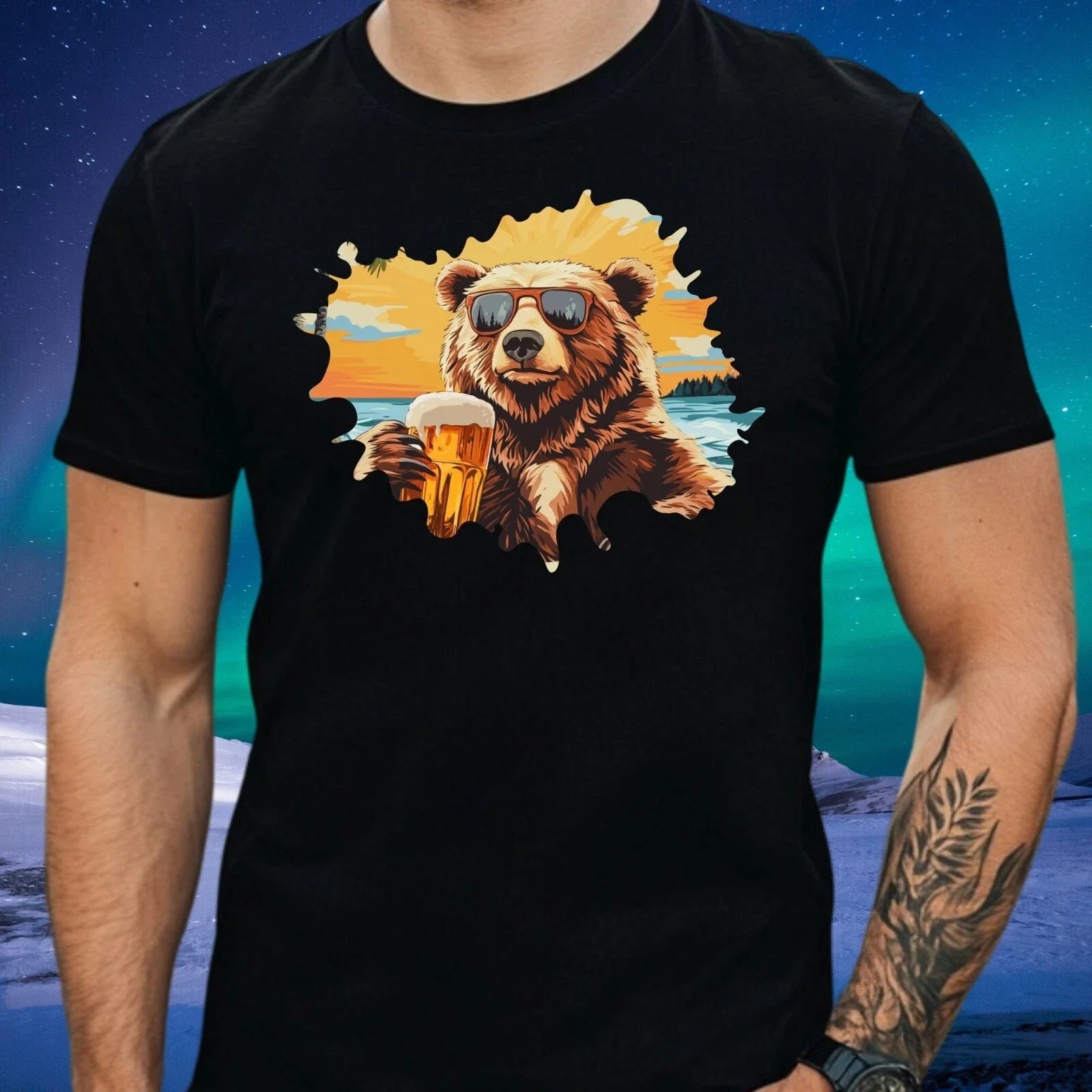 Mens Beer Print Cotton Bear T-Shirt Size XS to 5XL Unisex T-shirt, Sweatshirt, Hoodie, Long Sleeve Tee - T-Shirt, Sweatshirt, Hoodie