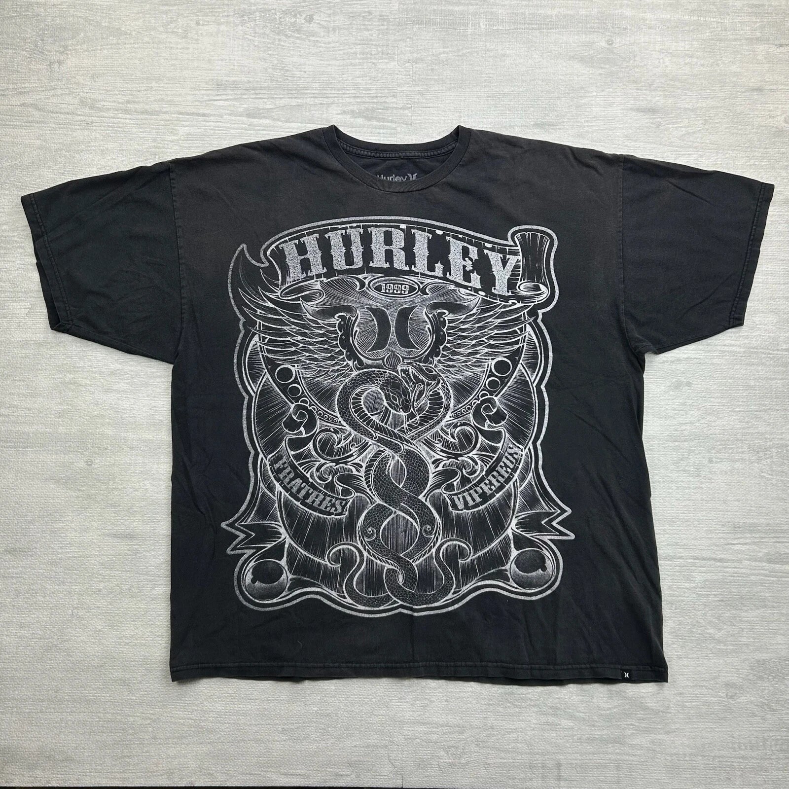 Vintage Y2K Hurley Shirt Adult 2XL Black Snakes Angel Wings Cyber Grunge Unisex T-shirt, Sweatshirt, Hoodie, Long Sleeve Tee - T-Shirt, Sweatshirt, Hoodie