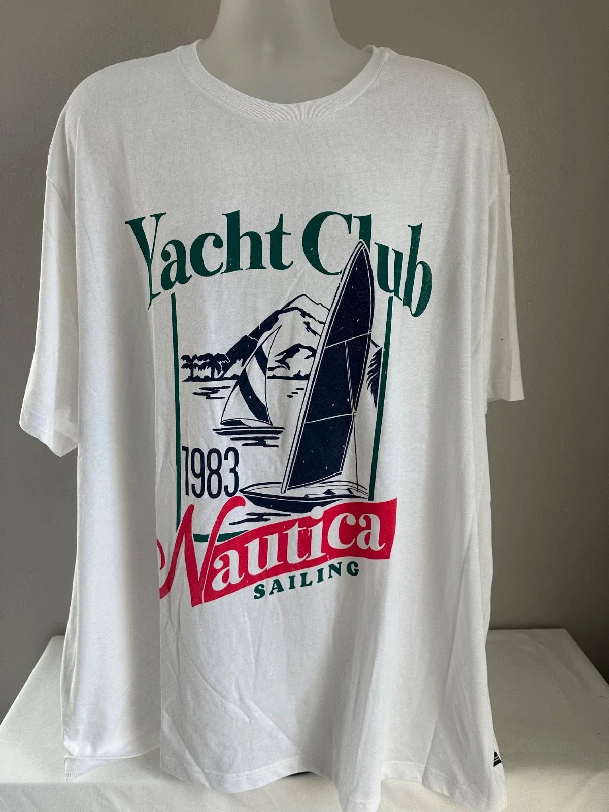 Nautica Big & Tall White Nautica Club Graphic S/S T-Shirt Size 4XL, XXXXL Unisex T-shirt, Sweatshirt, Hoodie, Long Sleeve Tee - T-Shirt, Sweatshirt, Hoodie