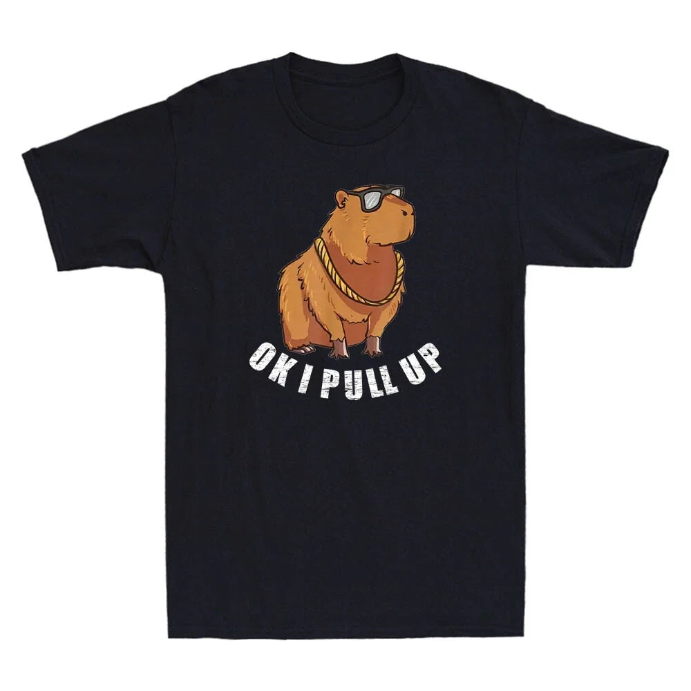 Ok I Pull Up Funny Capybara Glasses Dank Meme Novelty Men's Short Sleeve T-Shirt Unisex T-shirt, Sweatshirt, Hoodie, Long Sleeve Tee - T-Shirt, Sweatshirt, Hoodie