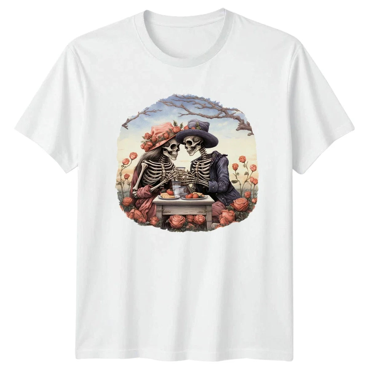 Eternal Love Tea Party Skeletons T-Shirt Skeleton Romance Gothic Unisex T-shirt, Sweatshirt, Hoodie, Long Sleeve Tee - T-Shirt, Sweatshirt, Hoodie